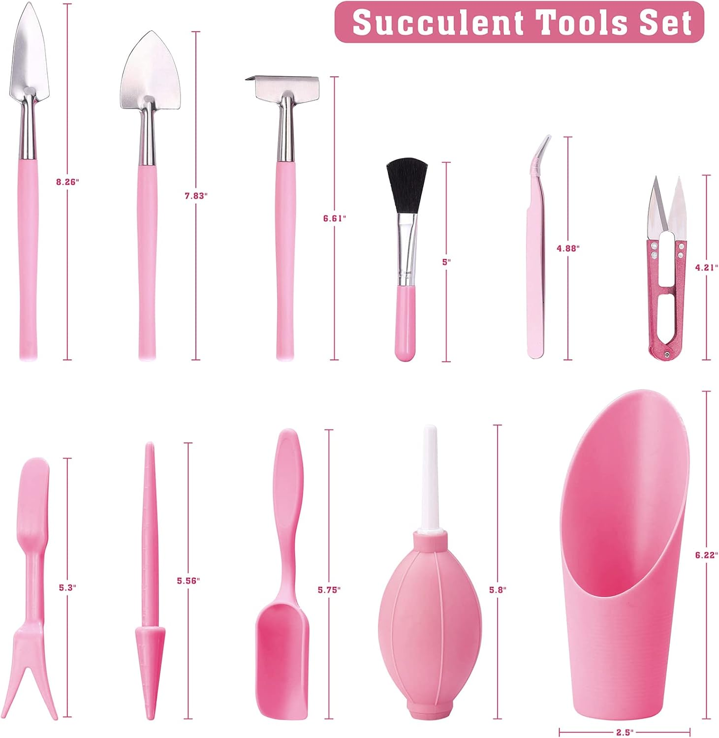 Garden Tools Set,Heavy Duty Gardening Tools for Gardener,Gardening Gifts for Women,With Storage Tote Bag,Sleeves,Gloves,Trowel,Transplanter,Rake,Weeder,Cultivator,Pruner,Succulent Hand Tools,Pink image number 1