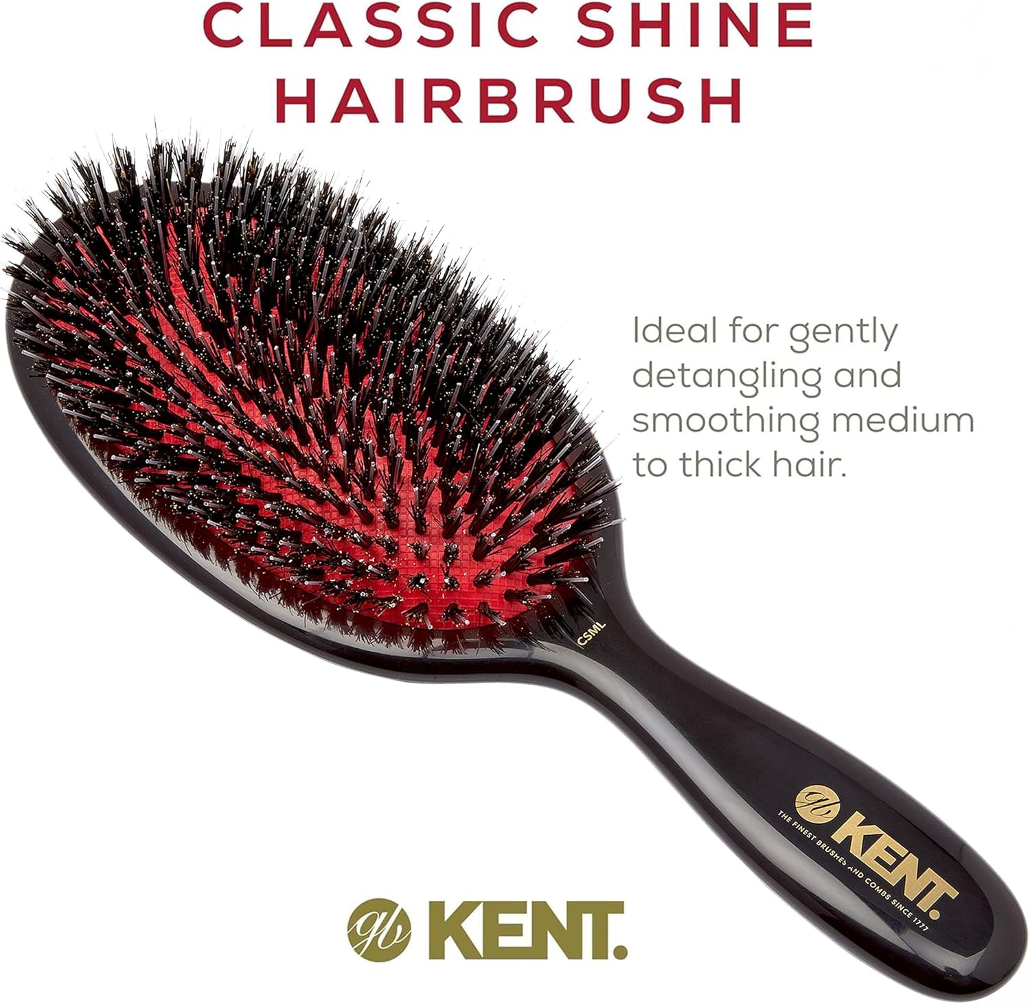 Kent Classic Shine Cushioned Bristle and Nylon Hair Brush, Large image number 2