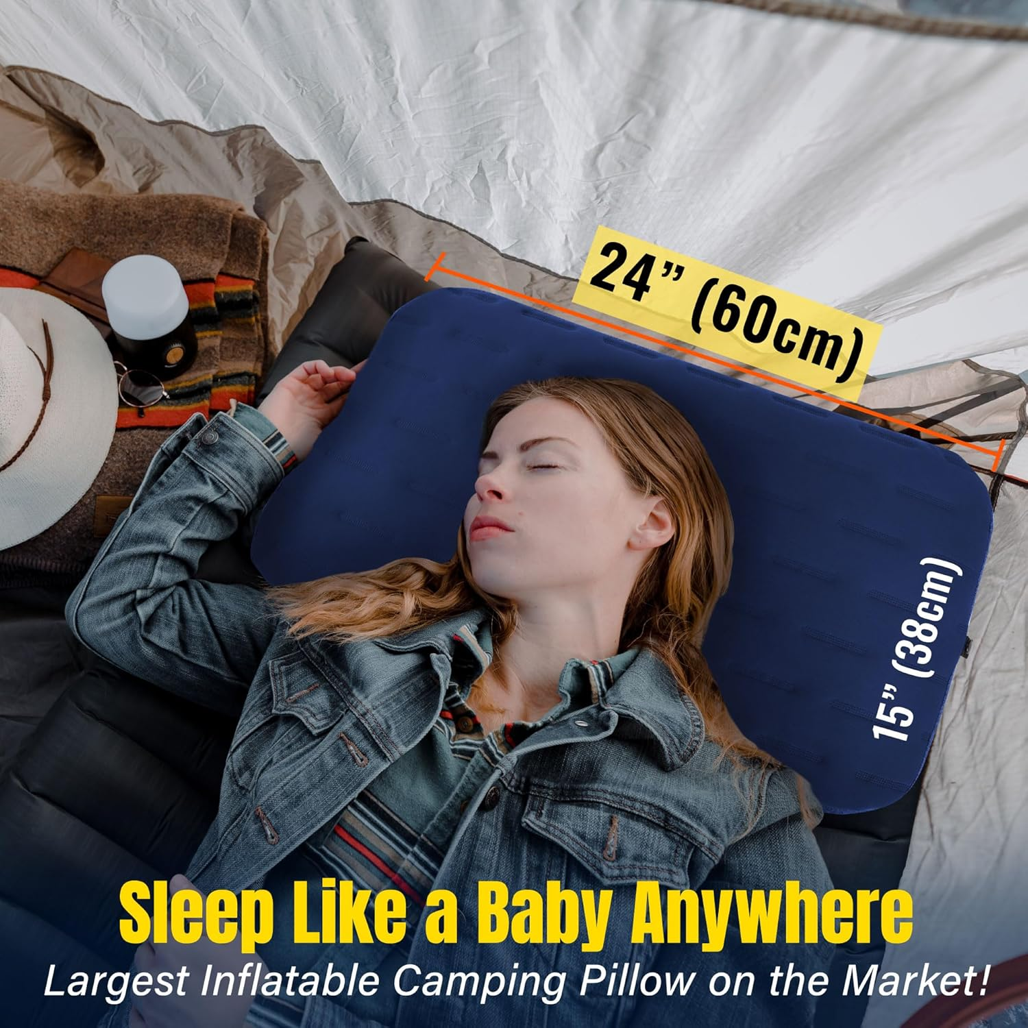 TREKOLOGY Large Inflatable Camping Pillow &ndash; Home-Sized Comfort for Outdoor Adventures | Portable, Easy-To-Inflate, Ideal for Camping, Backpacking, and Travel - ALUFT Ultra image number 4