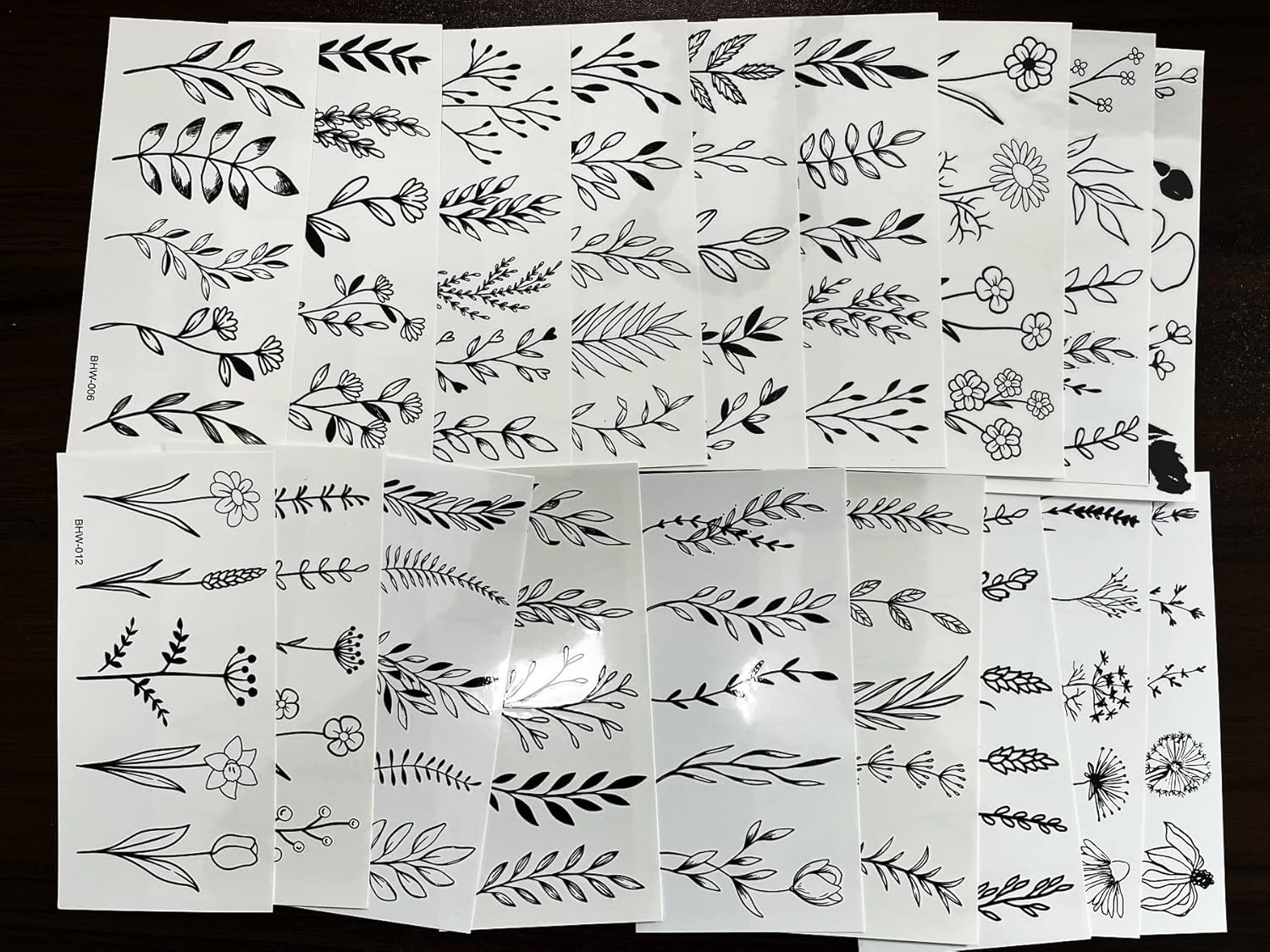 18 Sheets Realistic Temporary Tattoo, Tiny Branch Black Flower Temporary Tattoos for Women Girls Kids, Bouquet Small Tattoo Temporary Sticker Wild Plant Floral Fake Tattoos image number 3
