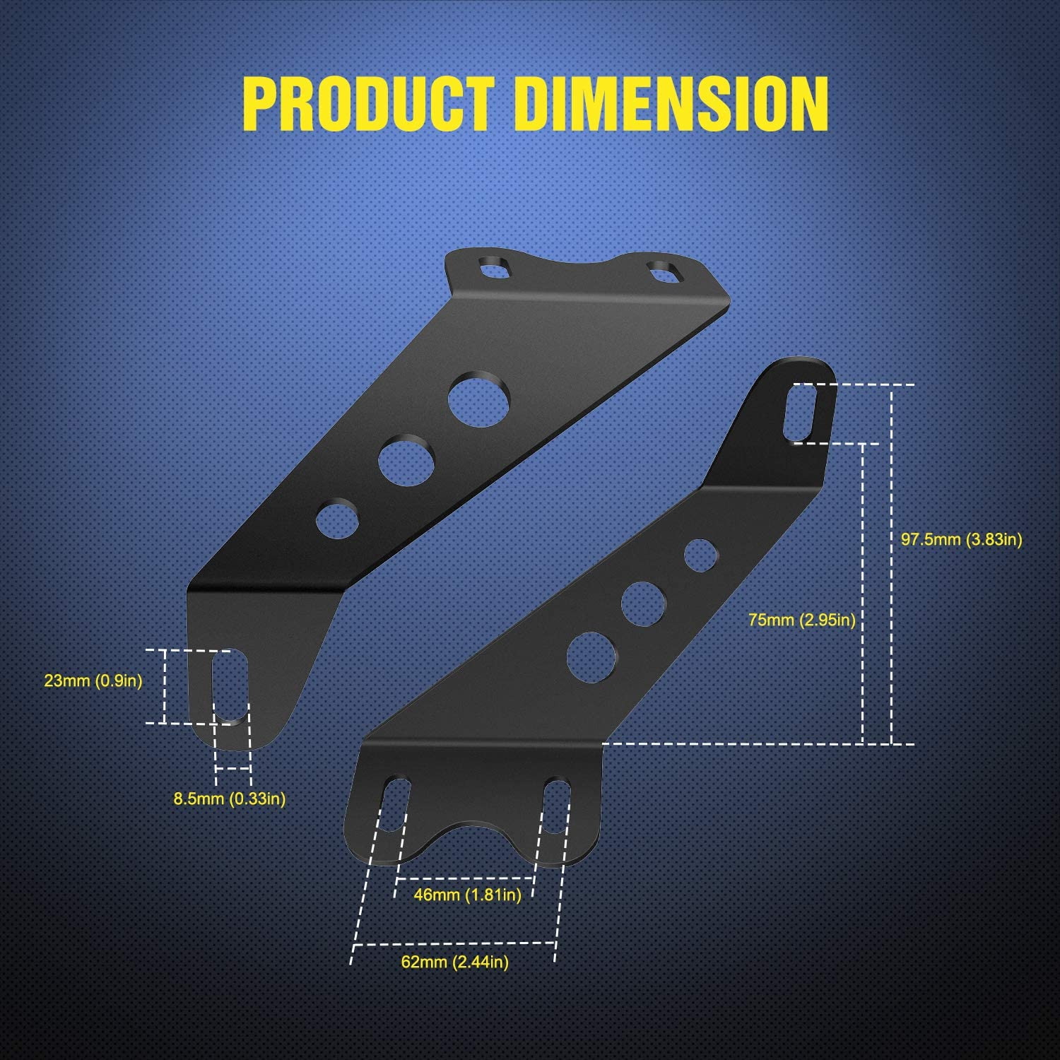 Nilight 2PCS Hood Mounting Brackets for 20&Acirc;&euro; LED Light Bar on Jeep Wrangler JK 2007-2017 (90040B)
