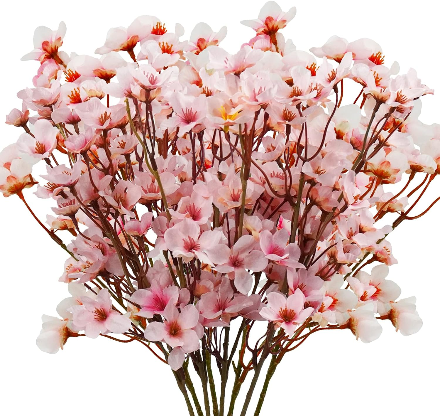 Uieke 4Pcs Artificial Cherry Blossom Flower, Silk Peach Flowers Fake Plants Arrangement for DIY Garden Home Wedding Party Decor Pink