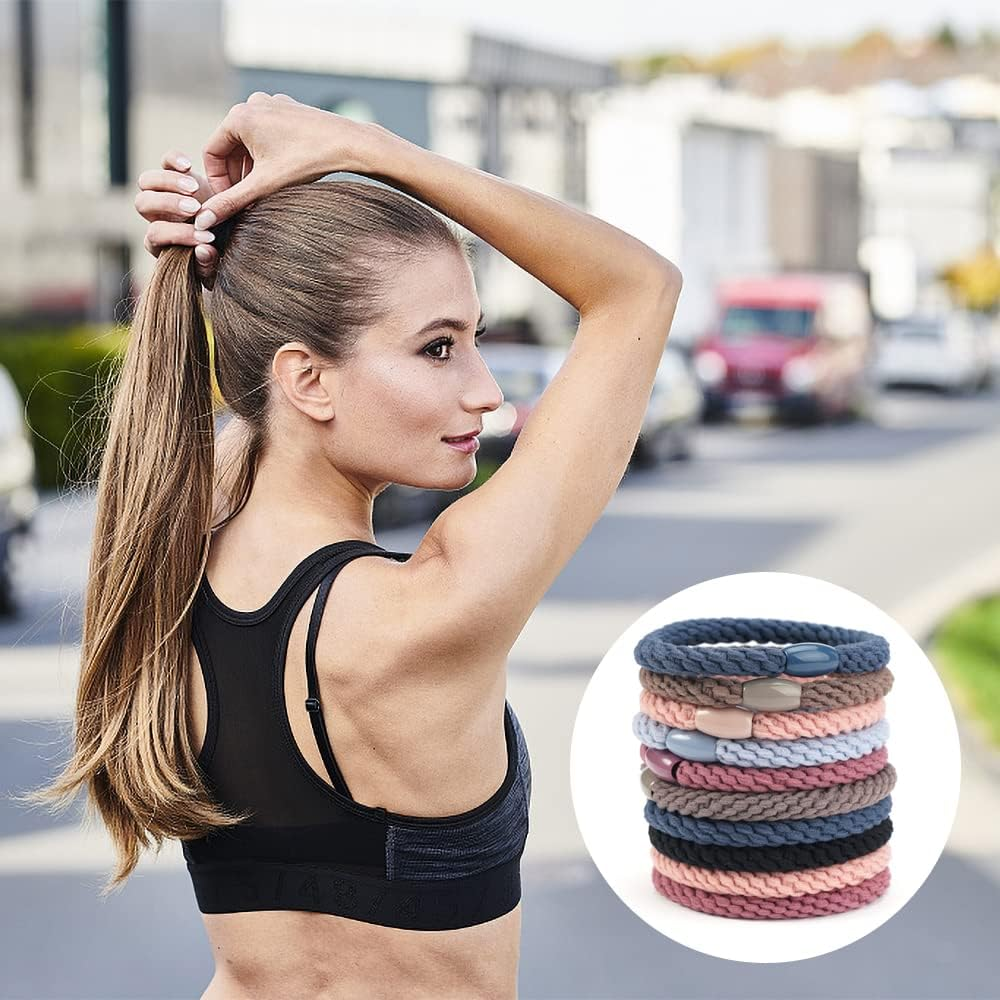 Pack of 18 Braided Hair Bobbles Cotton Multicoloured Braided Hair Bands Fashion Braided Elastic for Women/Girls/Children, Thick and Curly Hair (Mixed Colours) image number 2