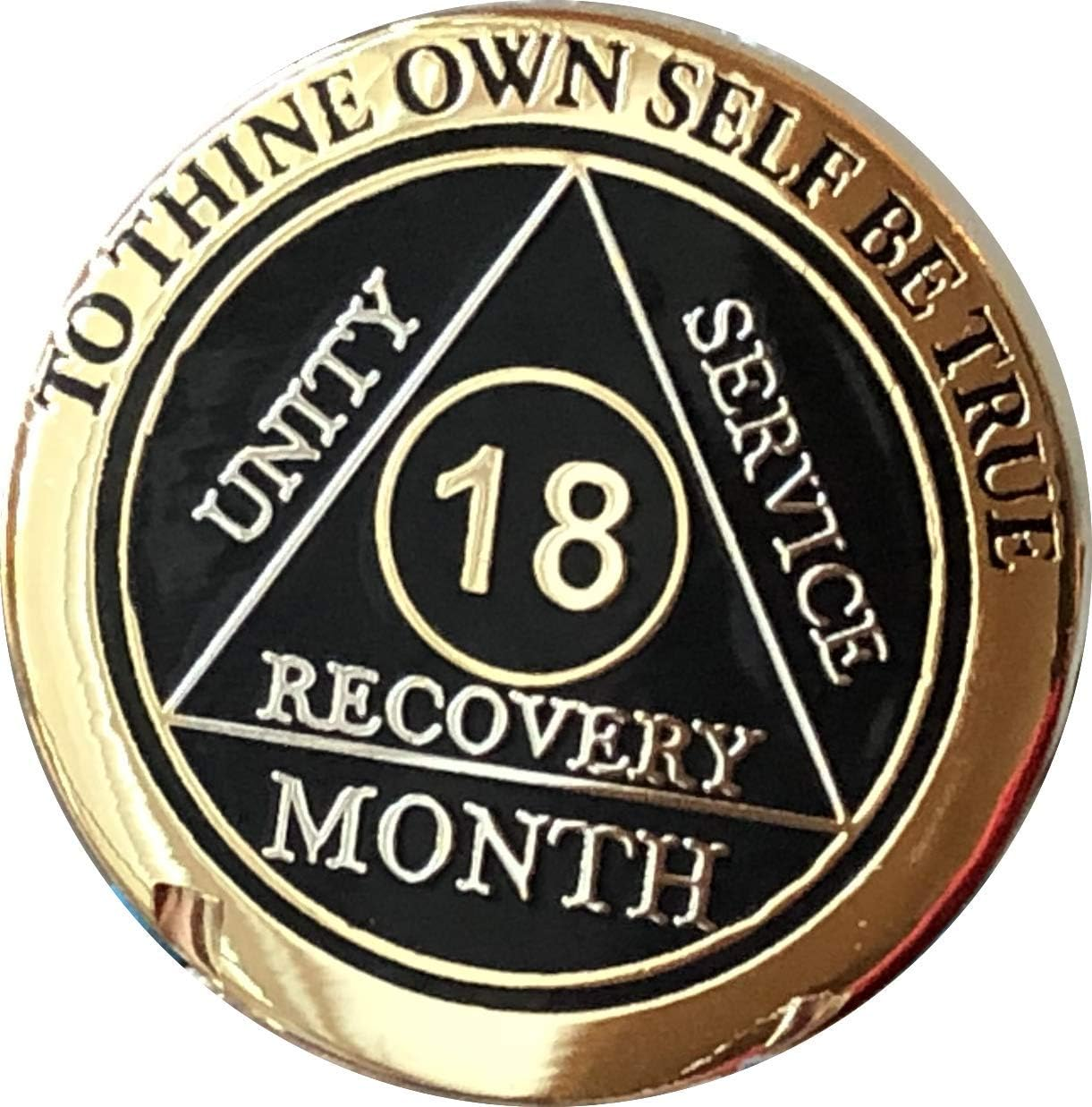 18 Month AA Medallion Elegant Black Gold and Silver Plated Chip image number 2