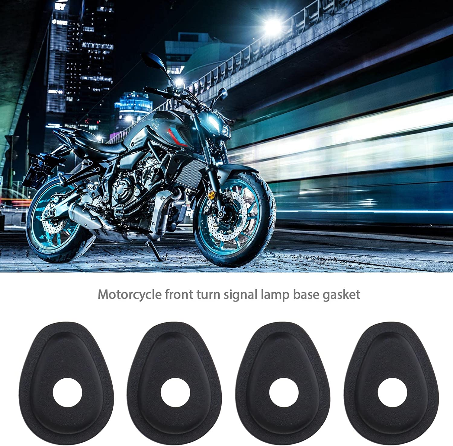 SING F LTD 2 Set Motorcycle Indicator Adaptor Plates for Yamaha MT07 MT09 - Front Rear Turn Signal Lights Adapter Plate - Black Plastic