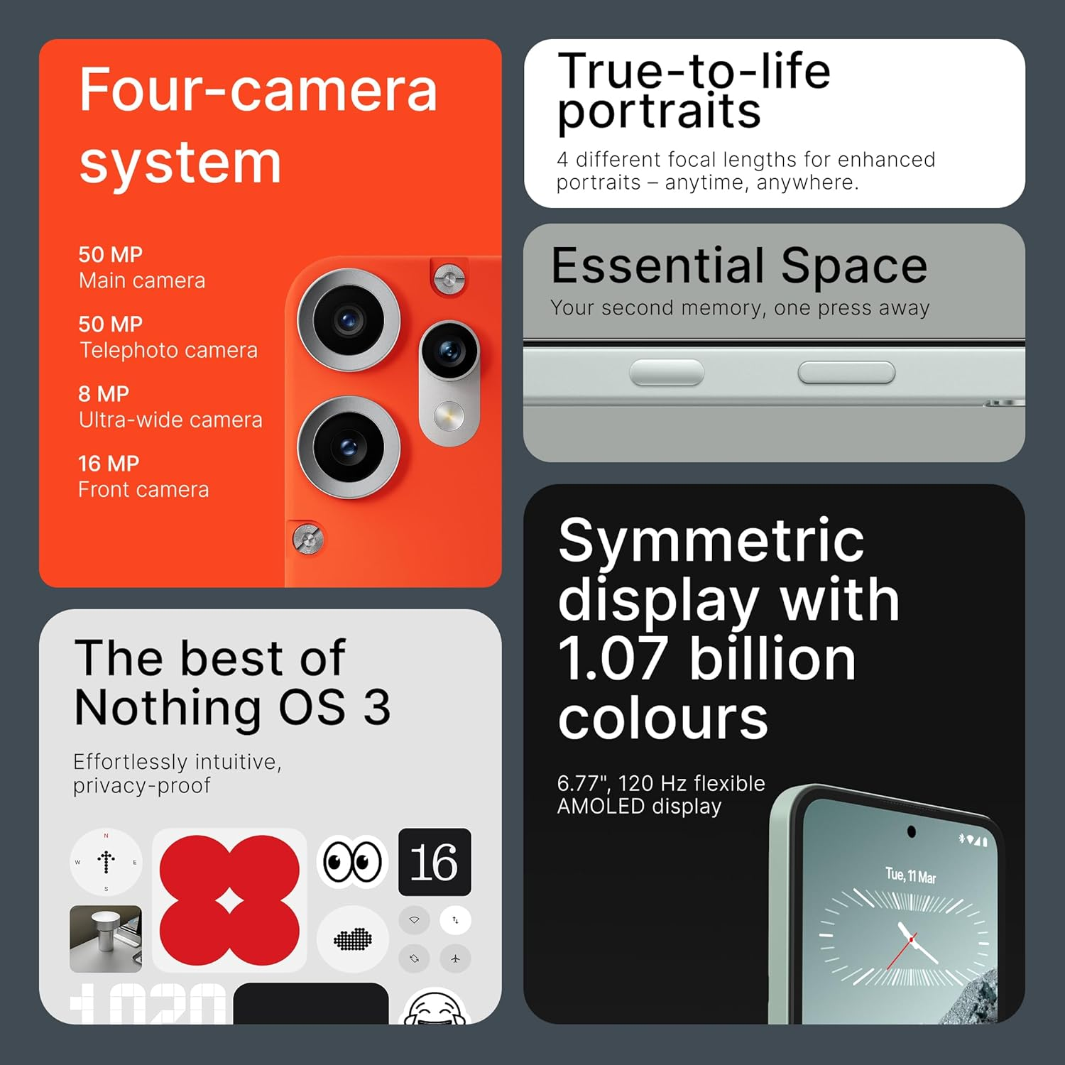 CMF Phone 2 Pro 128GB - 5G Smartphone with 50MP Camera and 20X Zoom, 6.77 Inch FHD+ AMOLED Display with 120Hz, 5000Mah Battery, Nothing OS 3.2 - Black image number 5