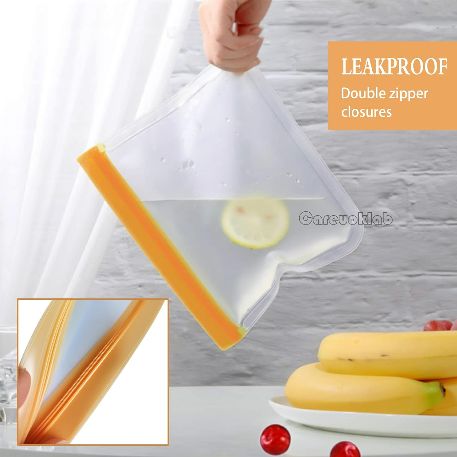 Careuoklab 10 Pack Reusable Food Storage Gallon Bags, Large Capacity Ziplock Organization Freezer Bags, Leakproof BPA Free, Easy Seal & Food Storage Tools Containers for Kitchen (2 Sizes)