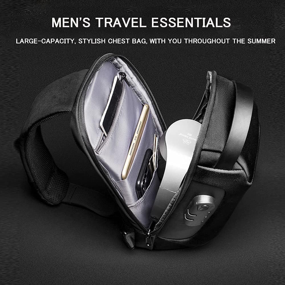 Sling Bag for Men anti Theft Waterproof Crossbody Backpack Travel Shoulder Men'S Chest Bag with USB Charging Port image number 4
