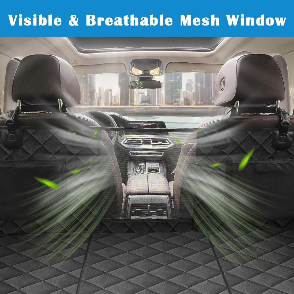 Back Seat Extender for Dogs Hard Bottom Holds 400Lbs, Sturdy Dog Car Seat Cover for Back Seat, Waterproof and Non-Slip Pets Backseat Protector with Mesh Window and Storage Pocket for Car SUV image number 1