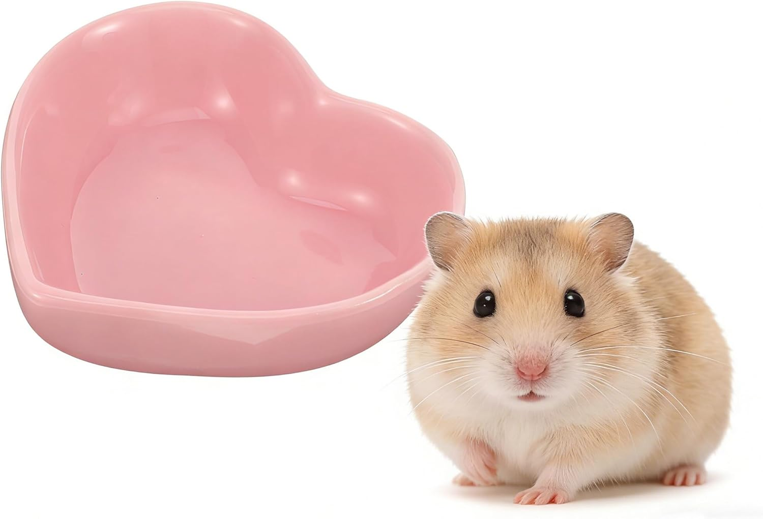 Snack Food Small Ceramic Bowl Heart Shaped Bowl Cute Hamster Rabbit Food Dish Water Feeding for Bunny （Pink） image number 5