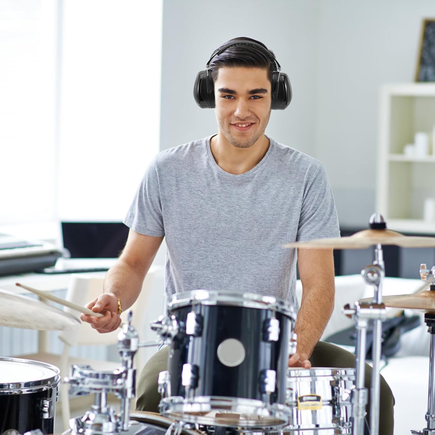 Generic over Ear Reduction Headphone for Drum Set Drummers Noise-Proof Sound Insulation Headset Protective Ear Muffs Suitable for Live Performance image number 5