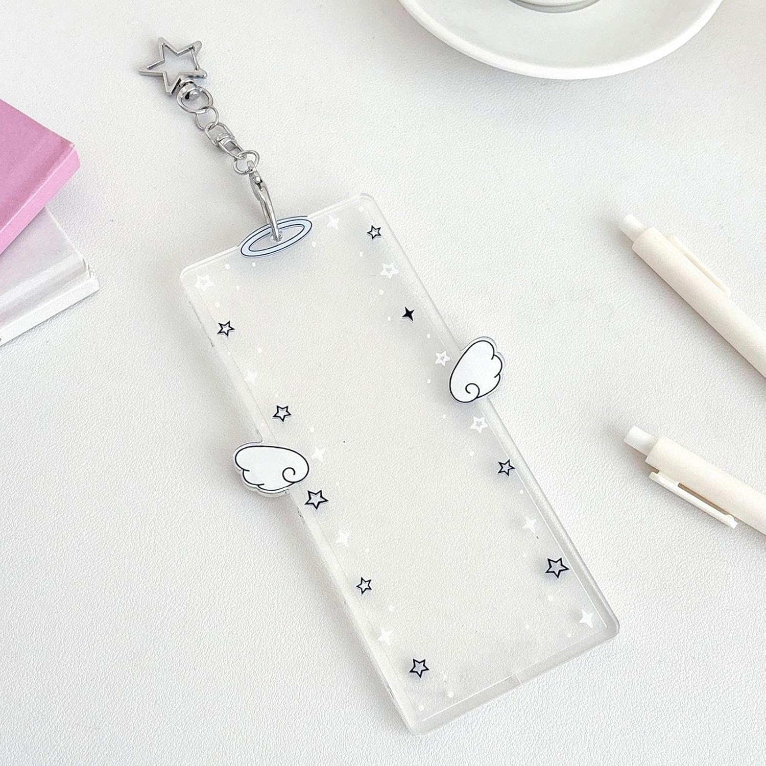 Photo Keychain,6X3Inch Clear Cartoon Wing Clip,Picture Keychain Holder DIY Photo Ornaments - for Women Men Kids Friends Bag Purse Wallet Pocket Birthday Holiday Party Favors - Purple image number 6