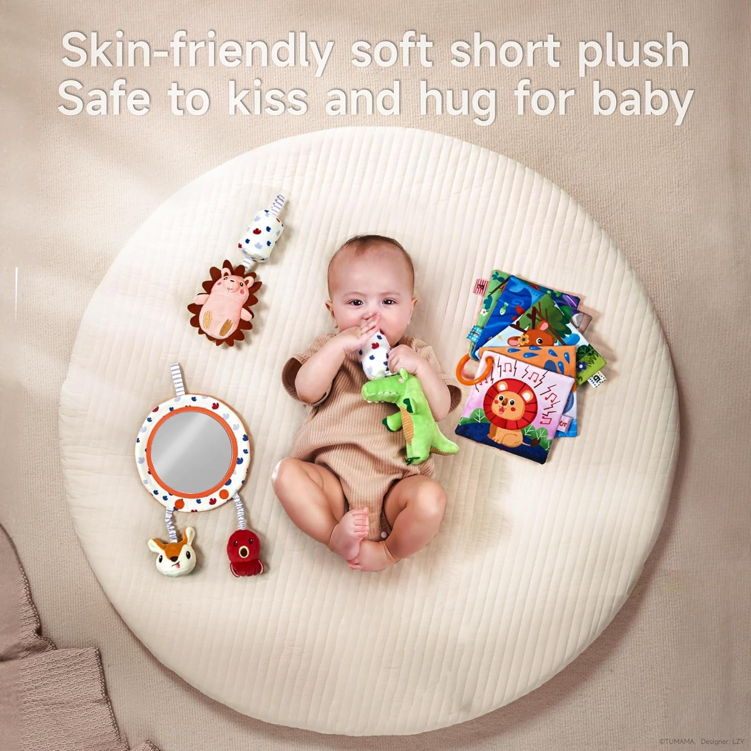 TUMAMA Kids Car Seat Toys for Babies 0-6 Months Rattle,Stroller Mobile Toys Mirror, Crinkle, Squeaky Newborn Baby Girl Boy Gifts image number 6