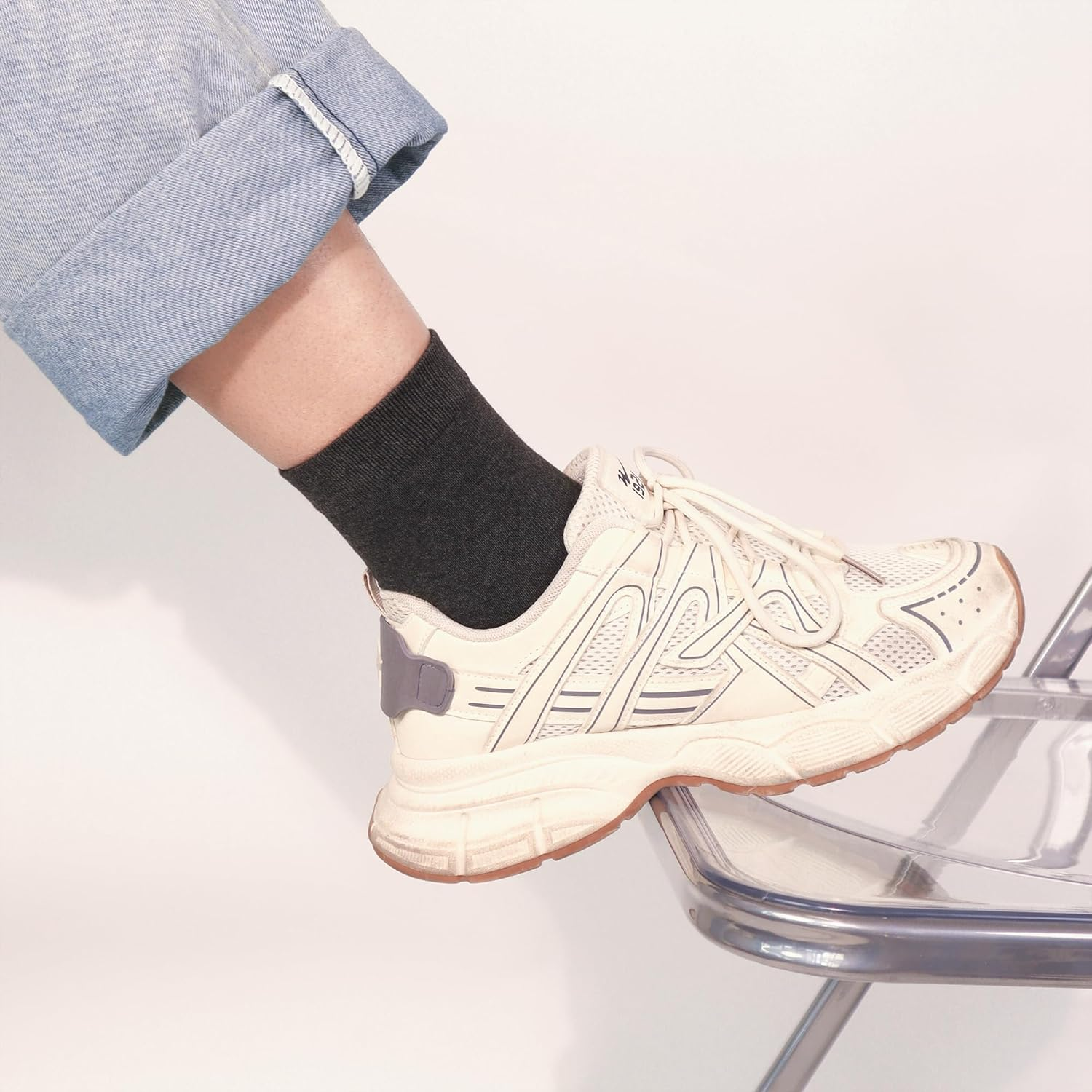 Women Thin Cotton Socks Comfort Breathable Bootie Socks above Ankle Crew Socks 5 Pairs image number 7