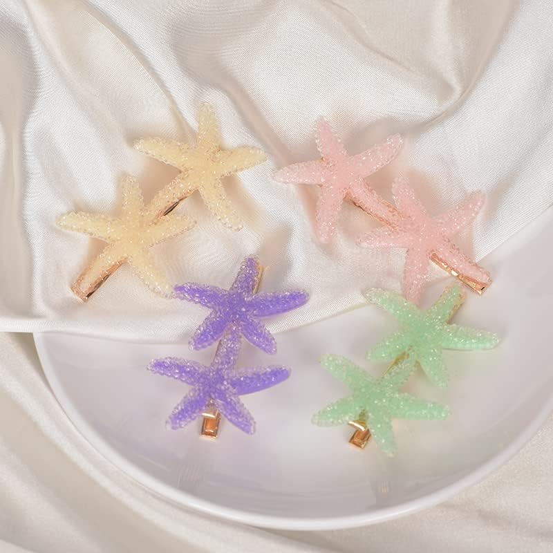 4Pcs Starfish Mermaid Hair Clips for Women Girls Seastar Rhinestone Hair Barrettes for Girls Beach Hair Accessories for Thin Thick Hair Pins for Buns Stars Hair Pieces for Women