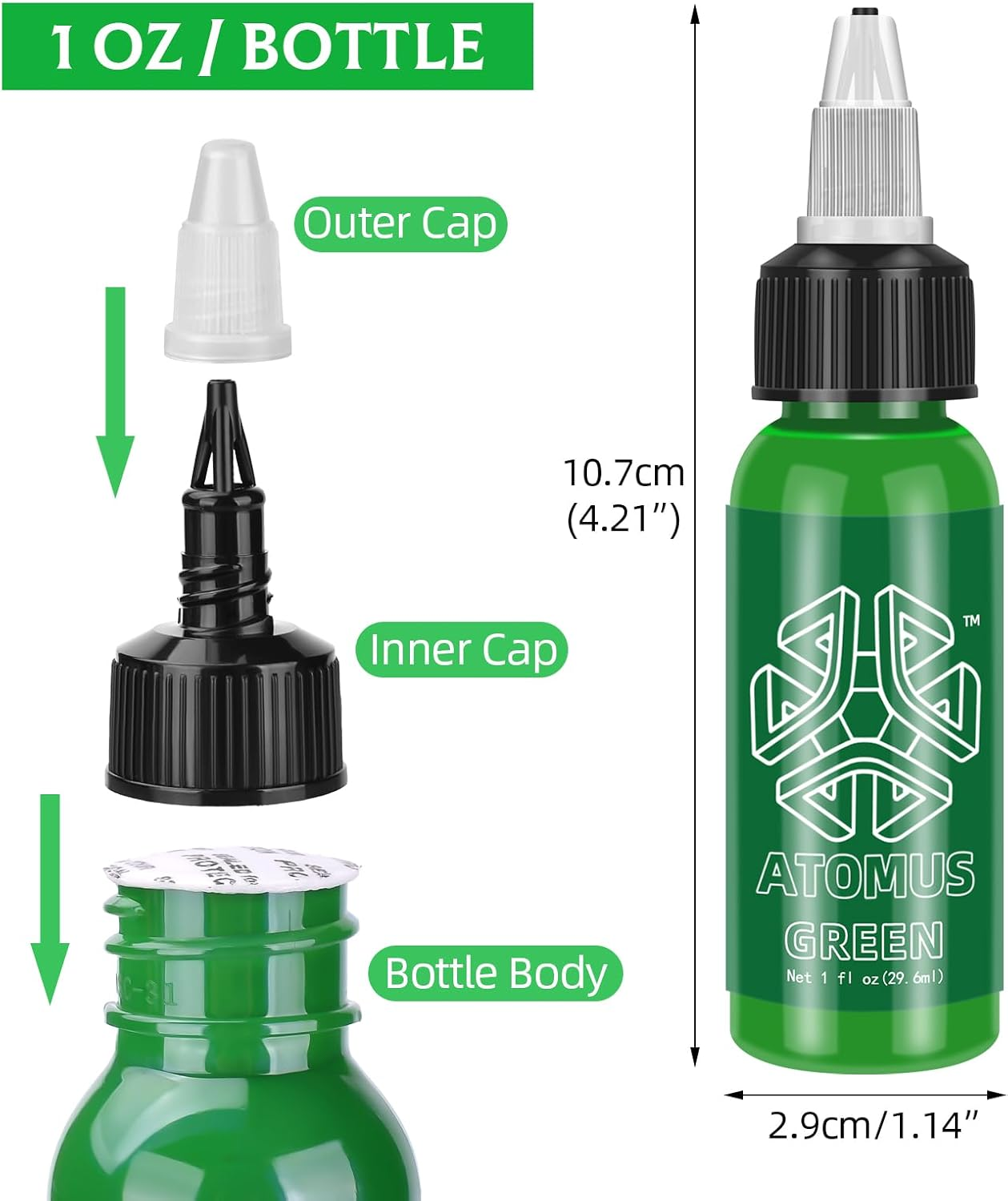 ATOMUS Tattoo Ink 5 Colors 1Oz 30Ml Tattoo Supply Black Pigment Natural Plant Tattoo Ink Pigment Permanent Makeup Tattoos Pigment image number 4