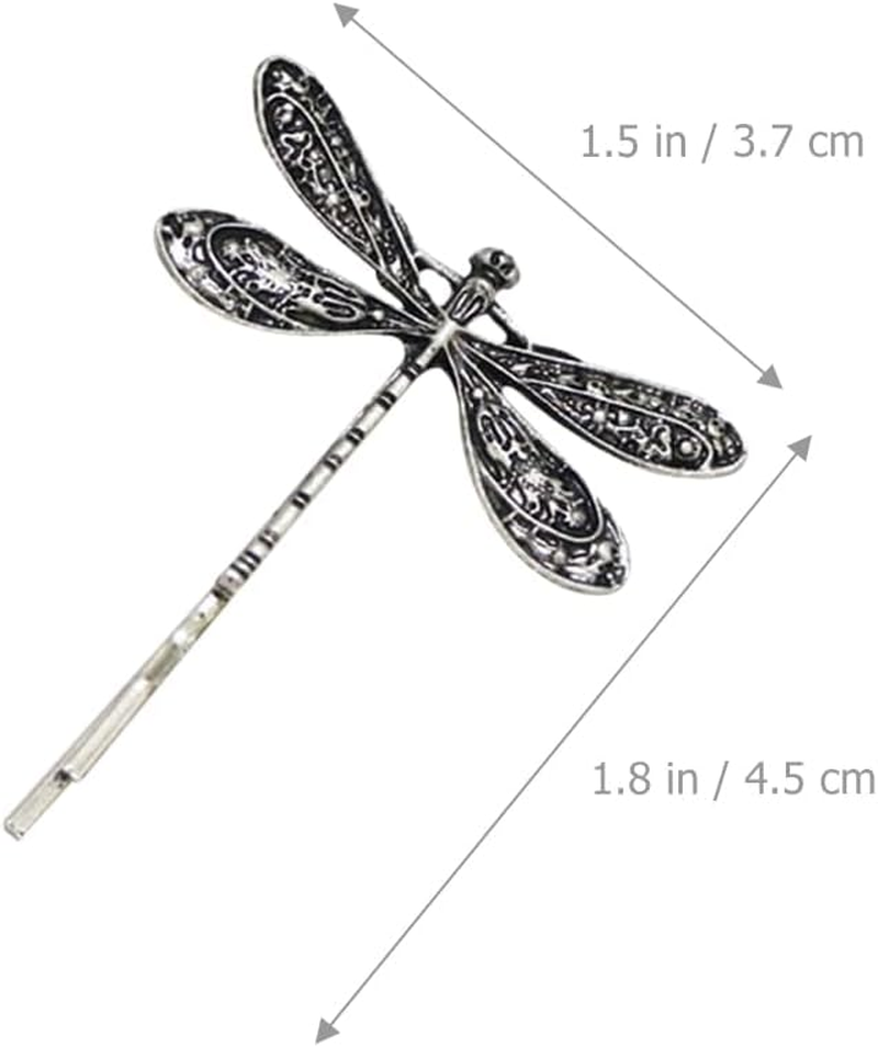 4Pcs Silver Dragonfly Hair Clip,Wedding Retro Antique Barrette,Bridal Headdress Head Wear Styling Hair Accessories for Girls Ladies Bobby Pins Hair Pins French Hair Styling Pins Hair Accessories Hair image number 5
