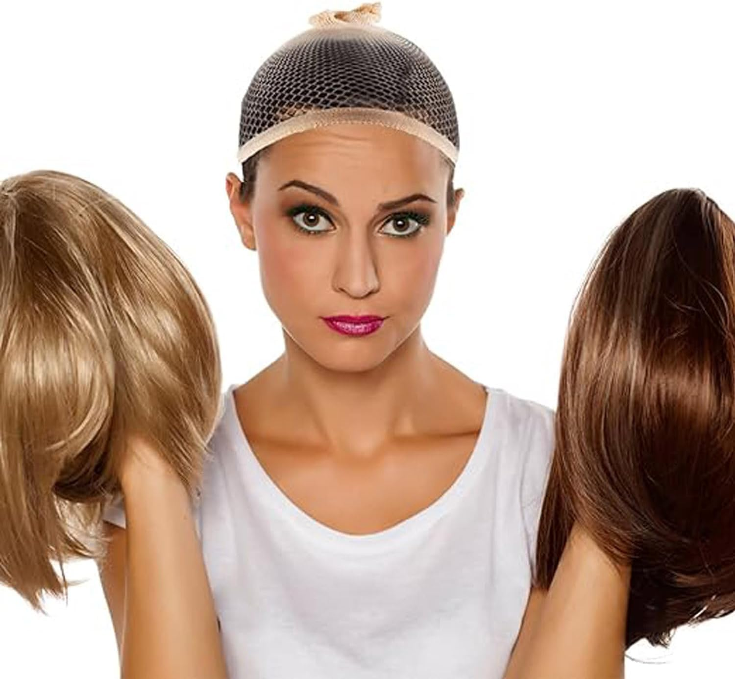 3 Packs Makeup Latex Bald Caps with 4 Nylon Wig Caps for Adult Head Wig Cap Costume Party Adult Costume Accessory image number 2