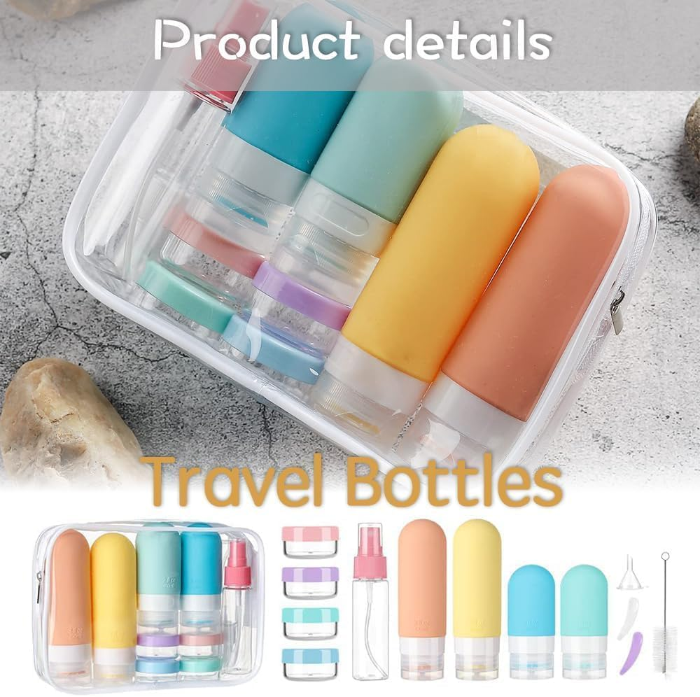 Mumoo Bear 17 Pack Travel Bottles for Toiletries, TSA Approved 90Ml Travel Size Containers, BPA Free Leak Proof Squeezable Silicone Tubes for Shampoo Conditioner Lotion Soap with Labels image number 4