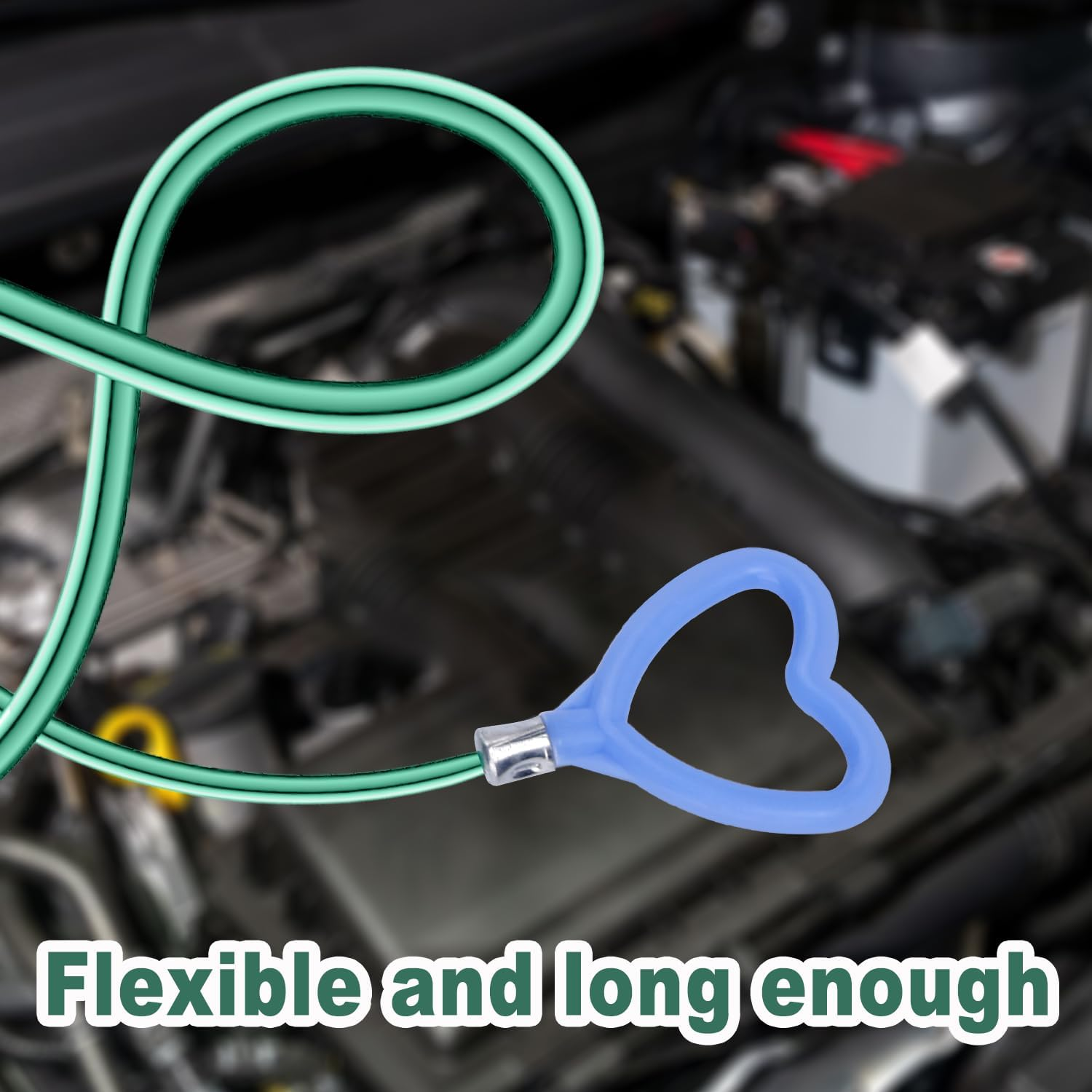 Sunroof Drain Cleaning Tool, 118In Long Wire Pipe Cleaner with 2 Straight Straight Cleaning Brushes Heart Handle Design Drain Hole Cleaner for Auto Car Sunroof Wiper image number 3