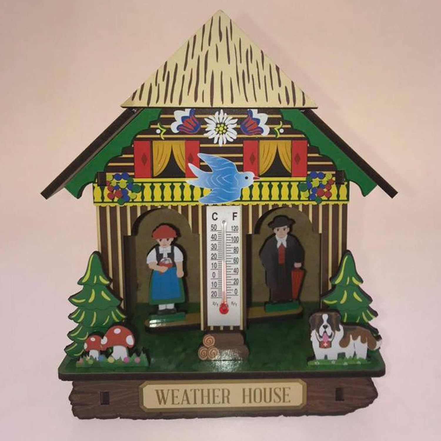 Wooden Indoor Hygrometer, Wall Hanging Temperature Humidity Monitor for Home, Bedroom, Kitchen, Patio, Wine Cellar, 14X6X13Cm image number 2