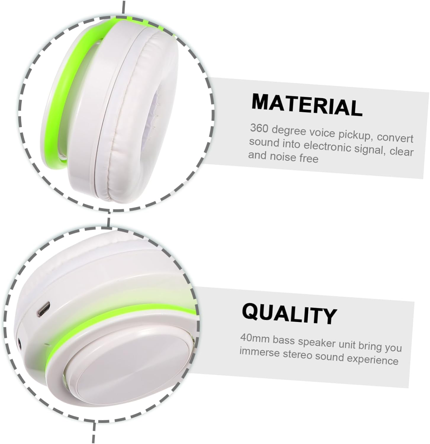 TEHAUX Head-Mounted Wireless Headphones Foldable Design Noise Canceling Feature for Office Use and Cellphone Compatibility image number 2