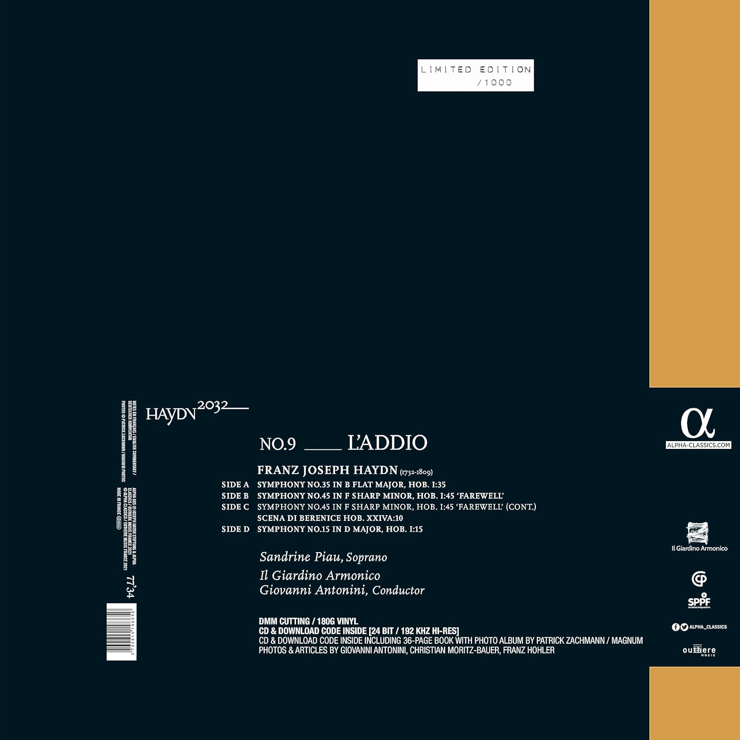 HAYDN 2032, VOL. 9 - L'ADDIO (2LP) image number 2