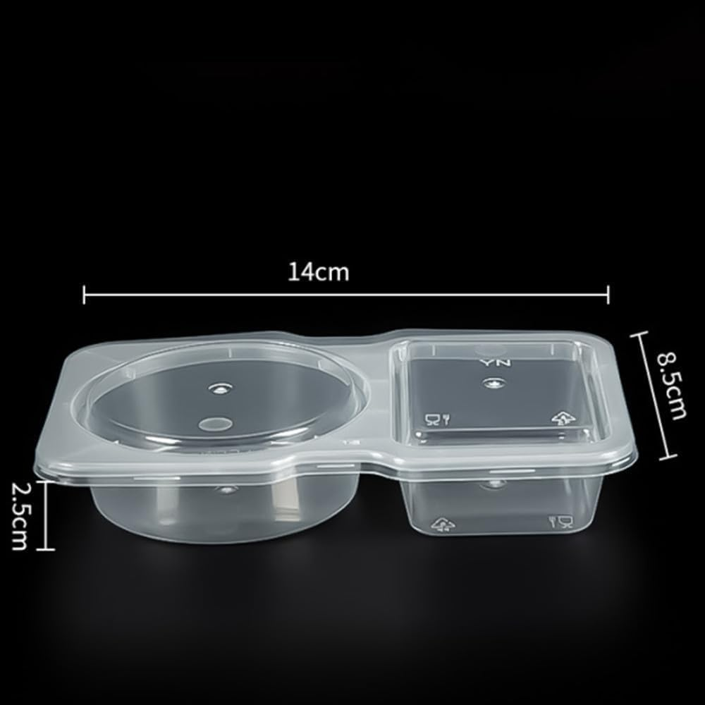 Naisfei 40 Pcs Double Compartment Condiment Containers with Lids, 2 Compartment Snack Containers, Portion Cups Reusable Plastic Snack Container for Storing Sauces and Taking Samples image number 2