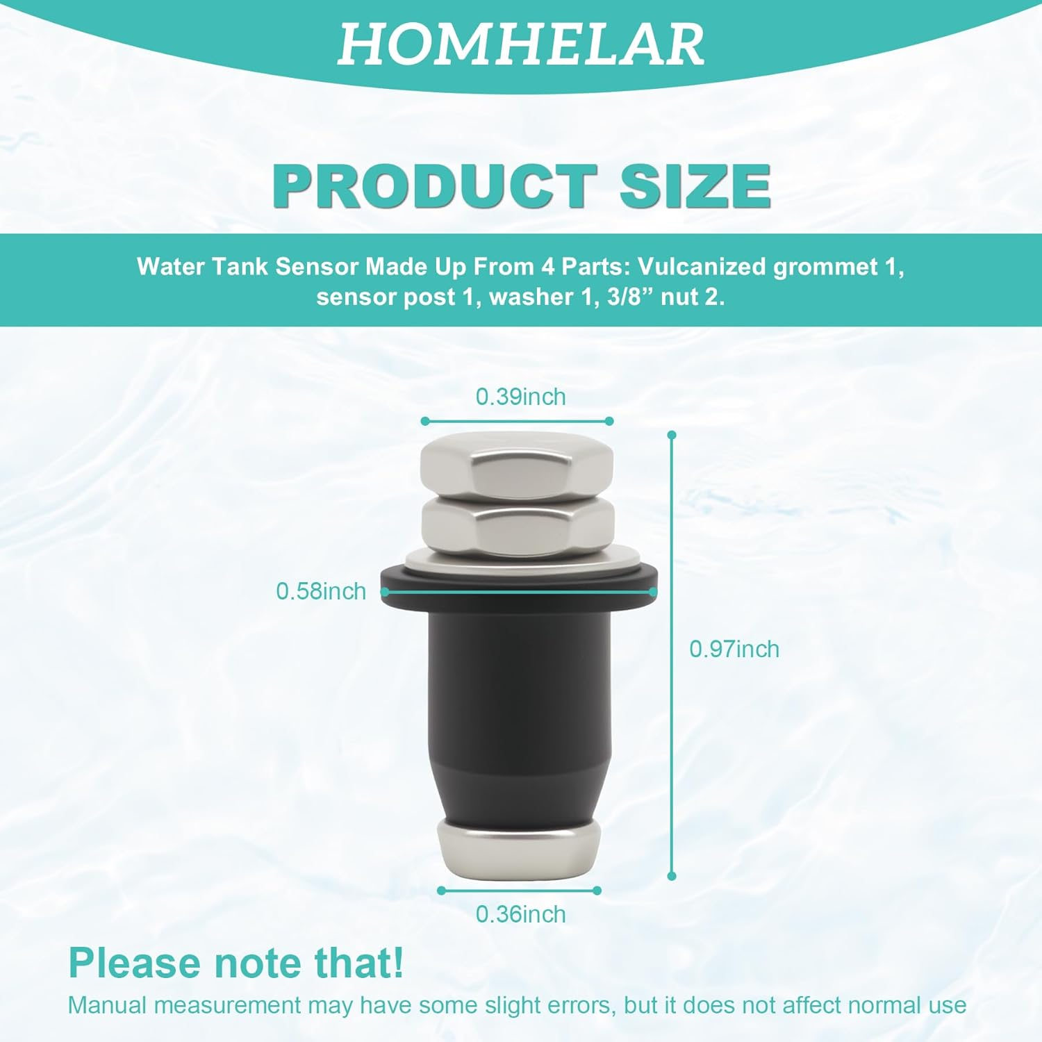 RV Water Tank Probe Sensors, Screw-In Water Level Sensors for Fresh Water, Gray Water, and Black Tank Waste Water (12-Pack)