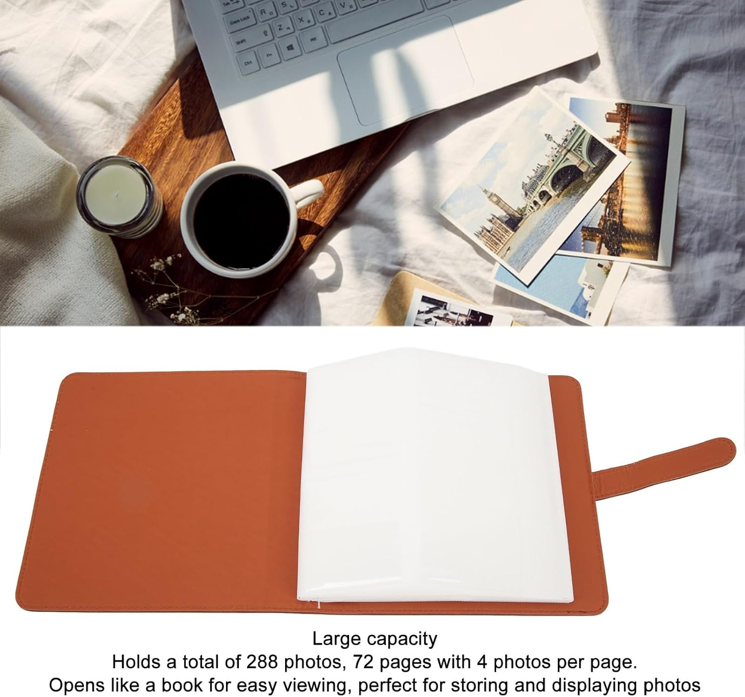 288 Pockets Photo Album for Fujifilm Mini Camera, 3 Inch Album Book PU Leather Photo Album for Mini 12 11 Instant Camera (Brown) image number 1