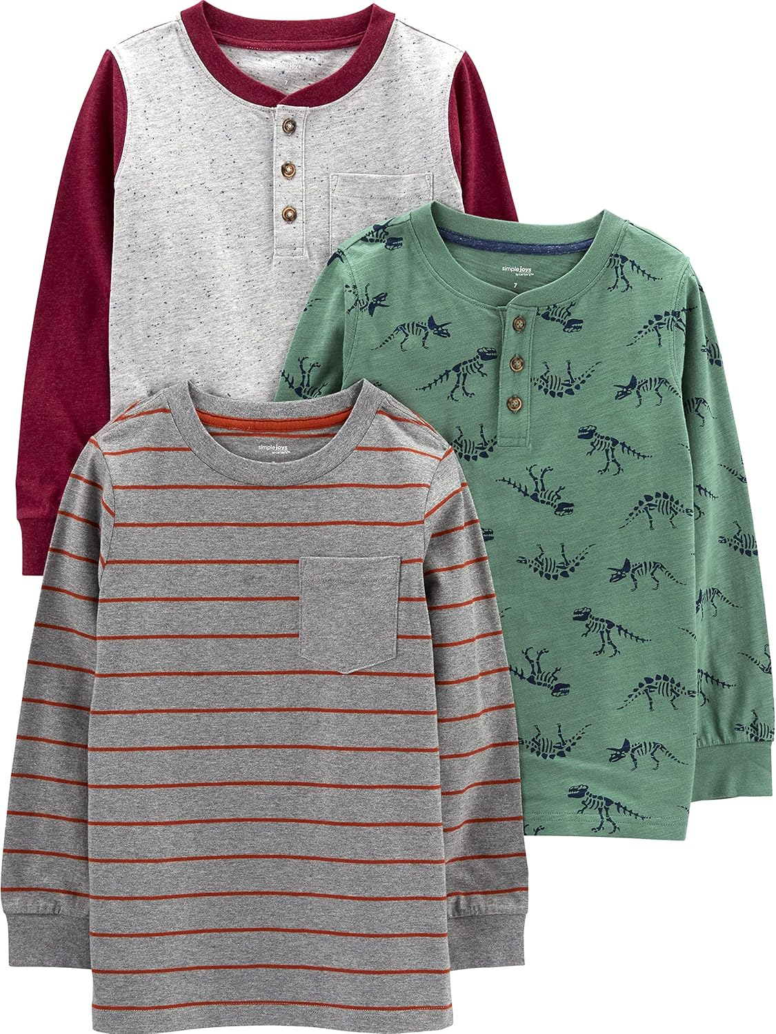 Simple Joys by Carter'S Boys' 3-Pack Long Sleeve Shirts
