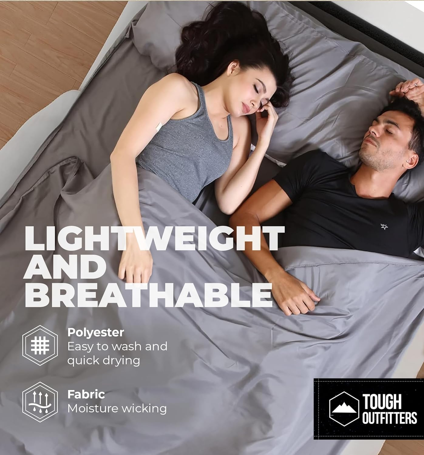 Tough Outdoors XL Sleeping Bag Liner - Travel Sheet & Sleep Sack for Adults - Lightweight & Ideal for Camping, Traveling, Hotels & Backpacking - Smooth & Breathable image number 1