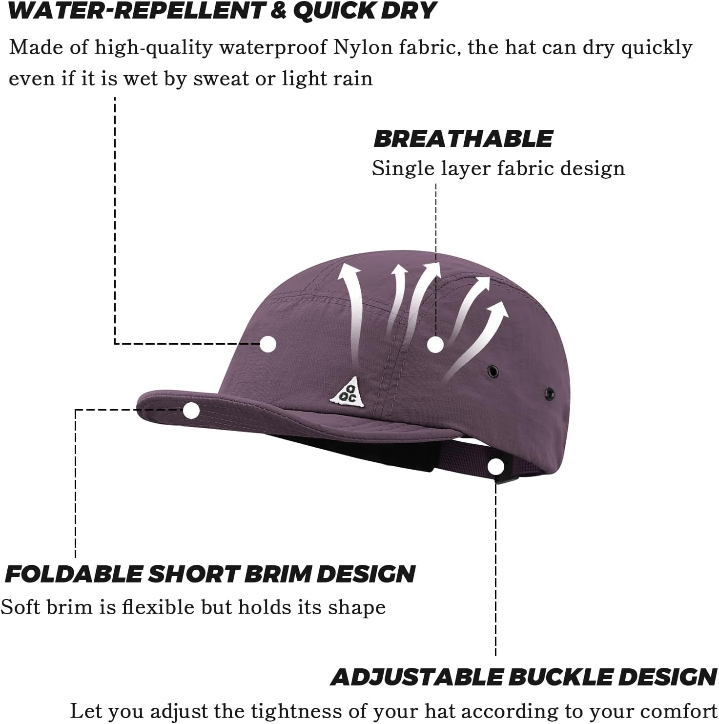 Clakllie Quick Dry 5 Panel Hat Waterproof Short Brim Baseball Cap Summer Flat Brim Sun Hat Breathable Trucker Dad Hats - Cdus-Ddy1-Green image number 5