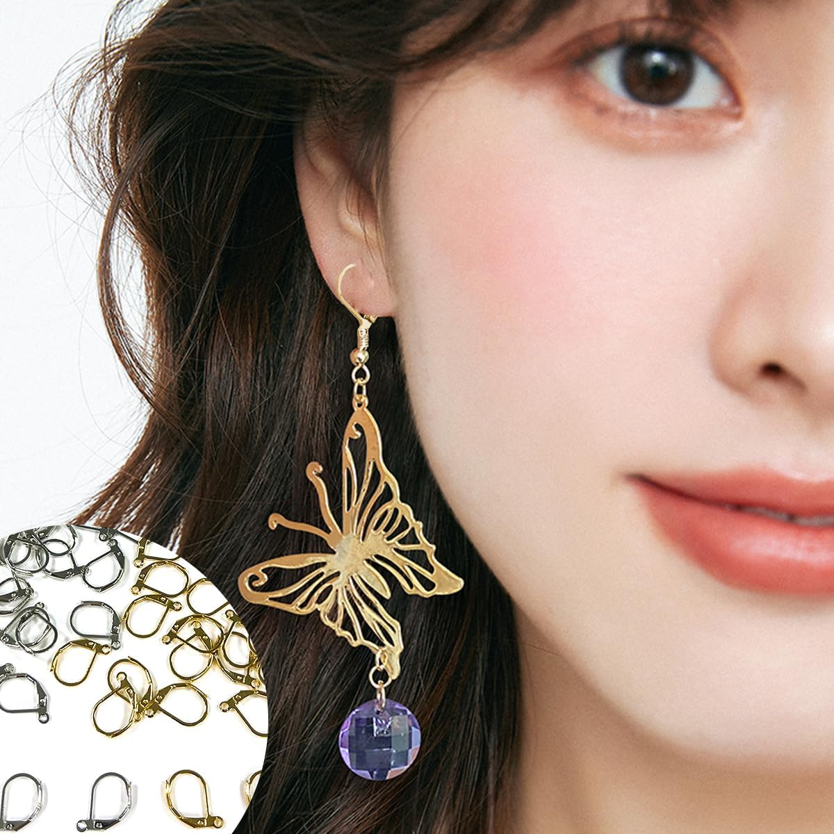 NILLOS 200 PCS Leverback Earring Hooks for DIY Earring Designs Jewelry Findings (Gold & Silver) image number 3