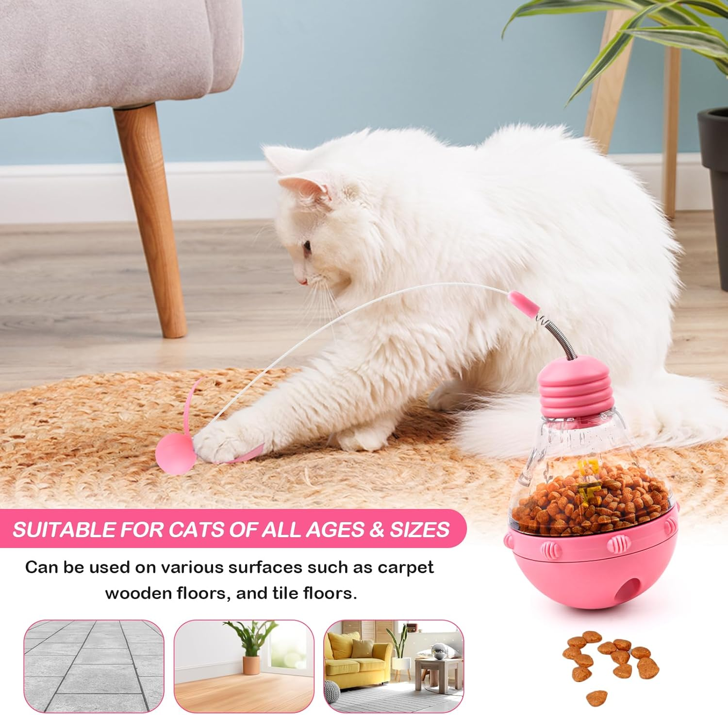 LWMTT Interactive Cat Toy Cat Balls 3 in 1 Automatic Intelligence Toy Kitten Wand Cat Toy Self-Employment for Slow Feeding Training image number 2