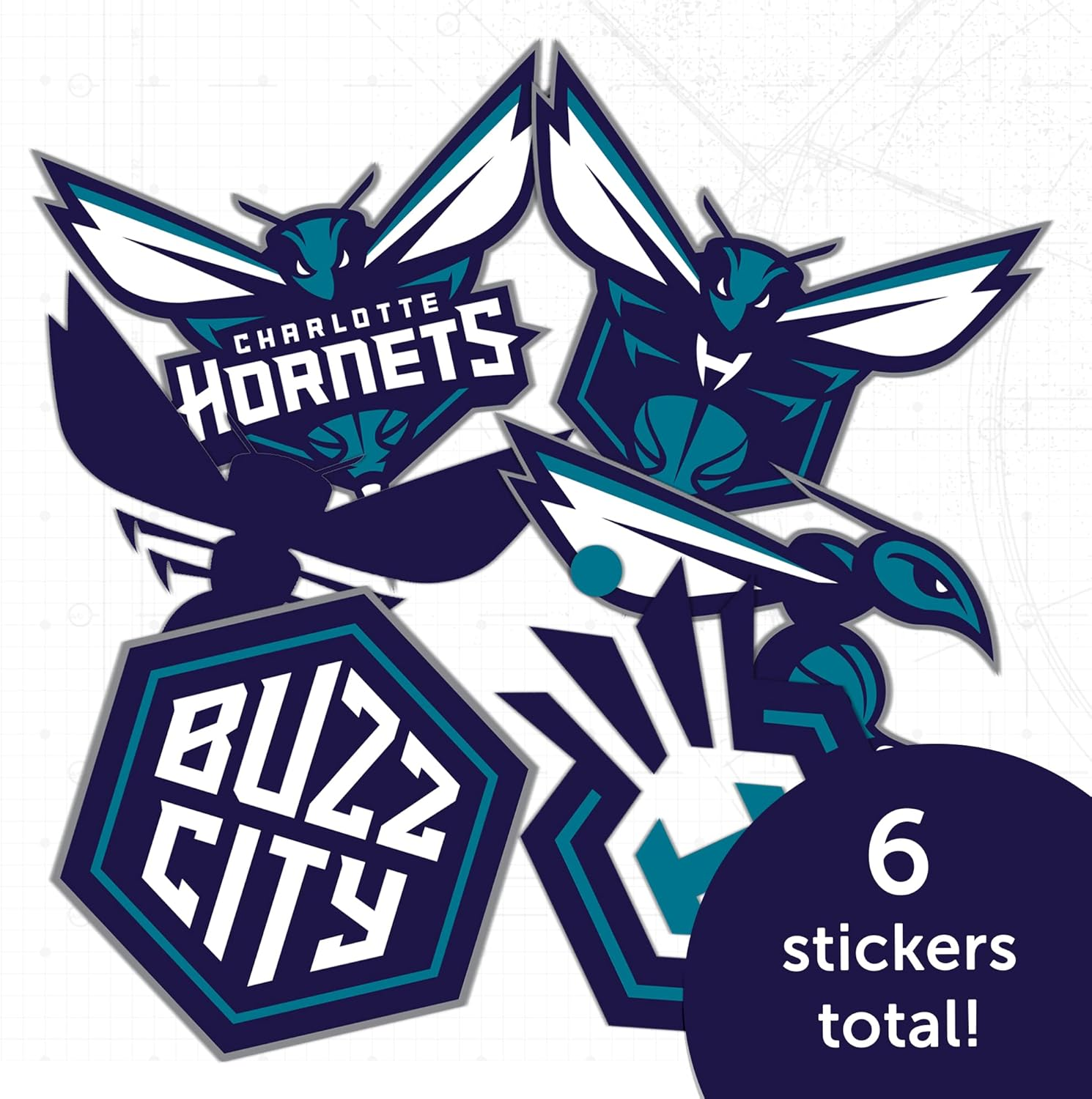 Desert Cactus Charlotte Hornets Sticker NBA Officially Licensed Vinyl Decal Laptop Water Bottle Car Scrapbook (Type 2) image number 4