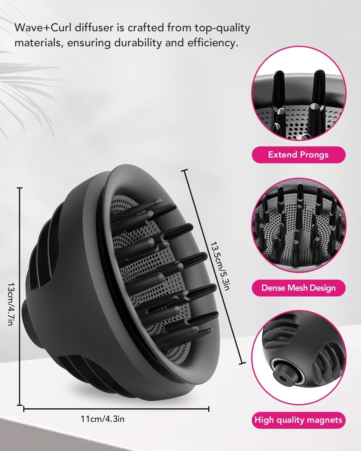 Wave+Curl Diffuser for Dyson Hair Dryer, Upgraded Diffuser Attachment for Dyson Supersonic or Supersonic Nural Hair Dryer HD16 HD15 HD12 HD08 HD04 HD03 HD02 for Wavy Curly or Coily Hair image number 6