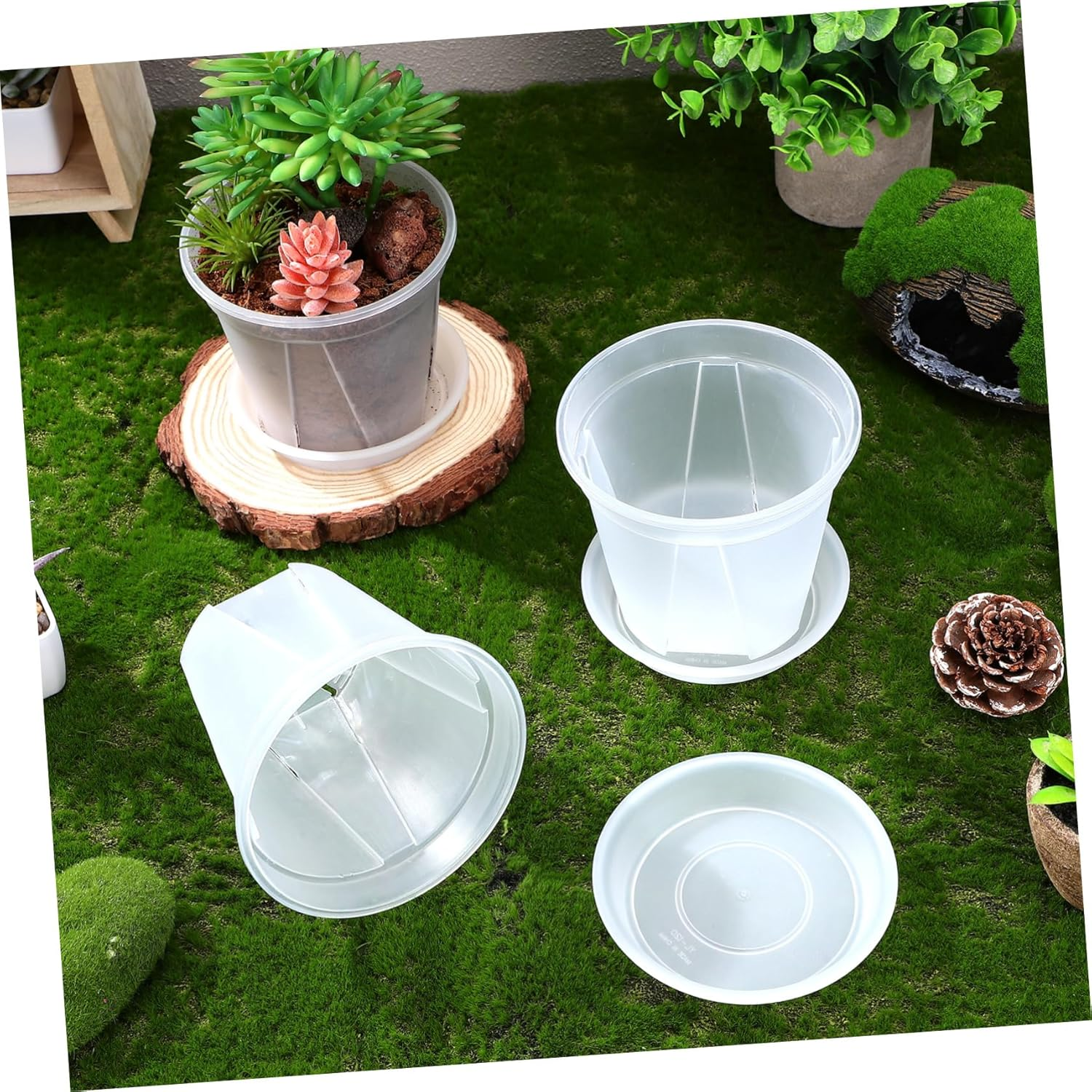 BUTIFULSIC 4Pcs Root Control Pots for Plants Plastic Planters Drainage for Outdoor Gardening image number 4