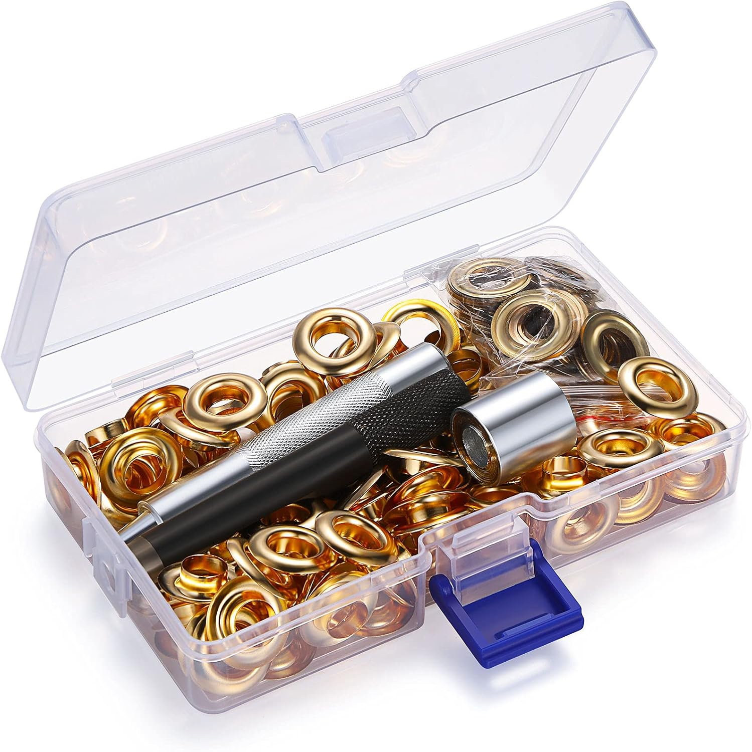 Pangda Grommet Tool Kit, Grommet Setting Tool and 100 Sets Grommets Eyelets with Storage Box (3/16 Inch inside Diameter) image number 3