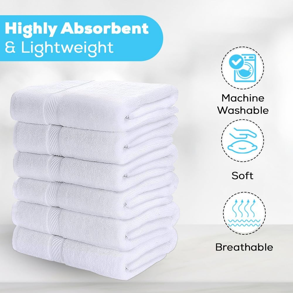 Bath Towels, White, 24 X 46 Inches Towels for Pool, Spa, and Gym Lightweight and Highly Absorbent Quick Drying Towels image number 2