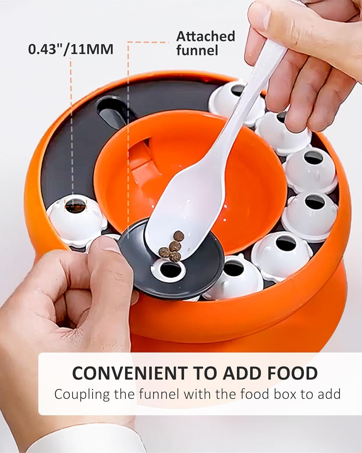 Cat Slow Feeder, Raised Cat Dog Food Bowls with Stand,Interactive Puzzle Toy Cat Puzzles Feeder Rotating Slow Feeder,Non-Slip Food Bowls Slow Eating Cat Feeder Preventing Choking (Orange) image number 3