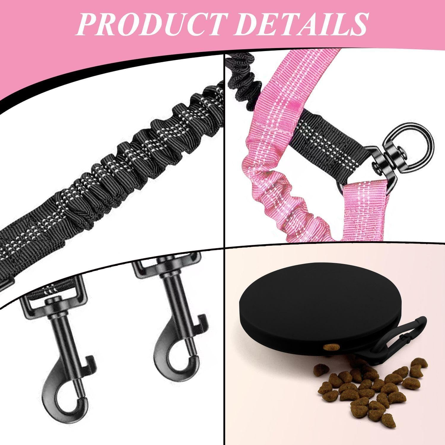 JDNFKG 2 X Double-Headed Dog Dogs and 1 Piece Snack Bag, Outdoor Pet, Adjustable Lead, Training Lead. image number 5