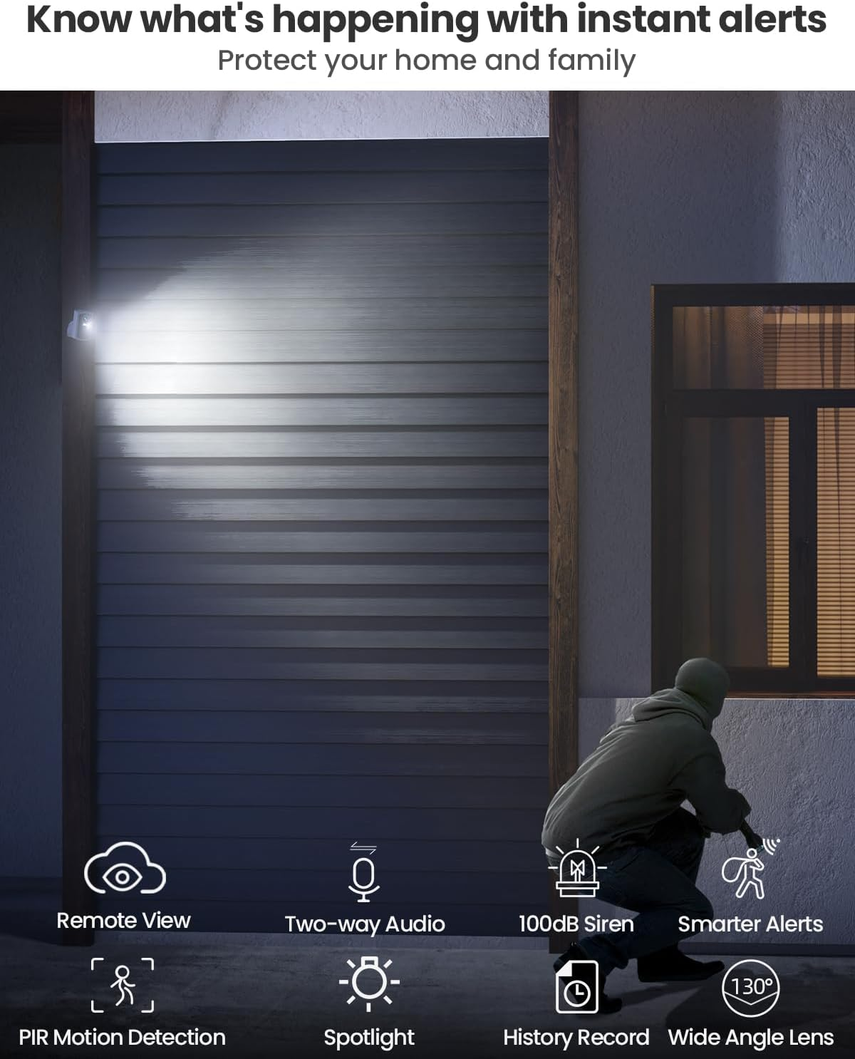 MUBVIEW Security Cameras Wireless Outdoor - 2 Pack Outdoor Camera Wireless 2K Battery Powered Security Camera Outdoor & Indoor, Wifi Home Camera with Spotlight/Siren/Ai Motion Detection/2-Way Talk - Q5 image number 3