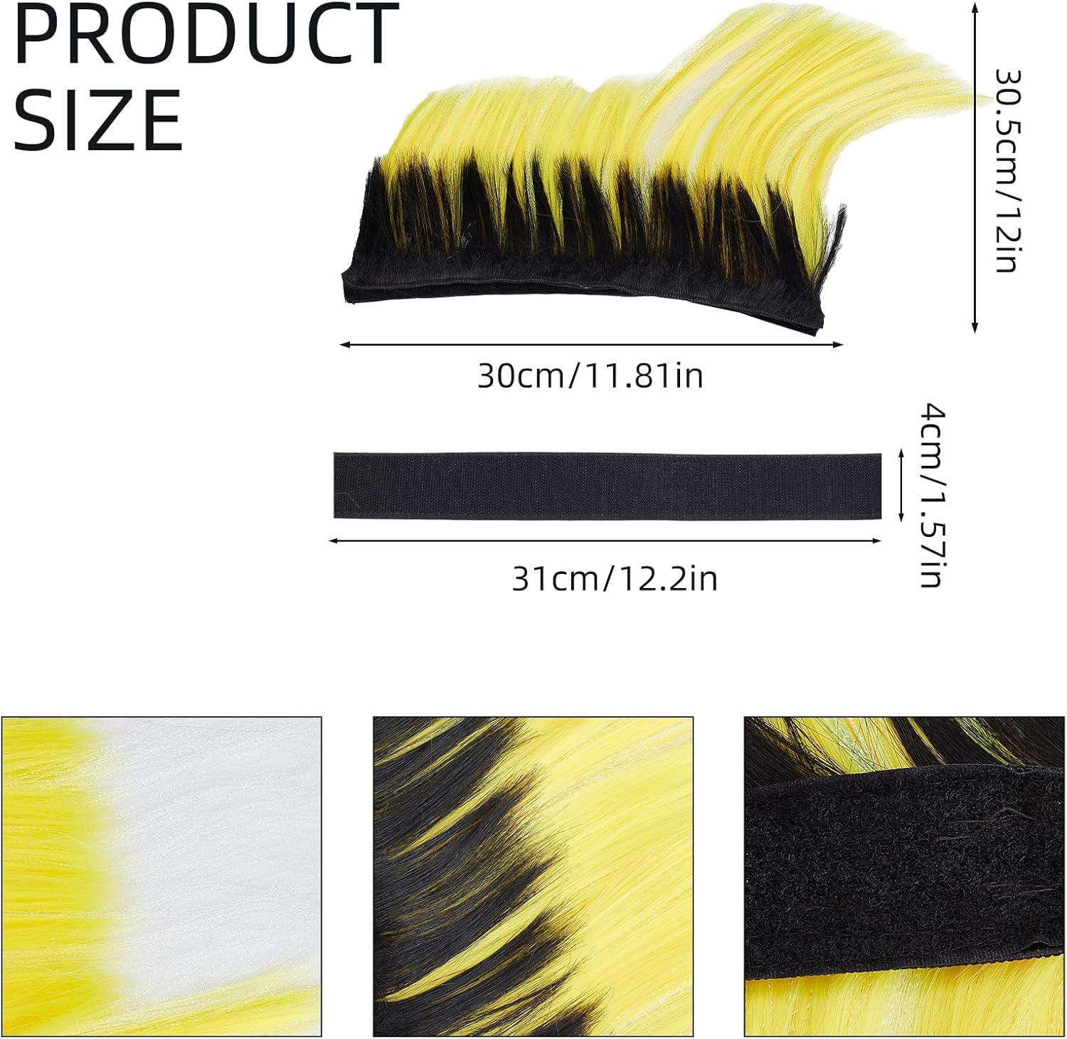 NICENEEDED Helmet Wigs Hair Helmet Mohawk Hairpiece Helmet Decoration for Motorcycle Bicycle Snowboard and Ski Helmets image number 5