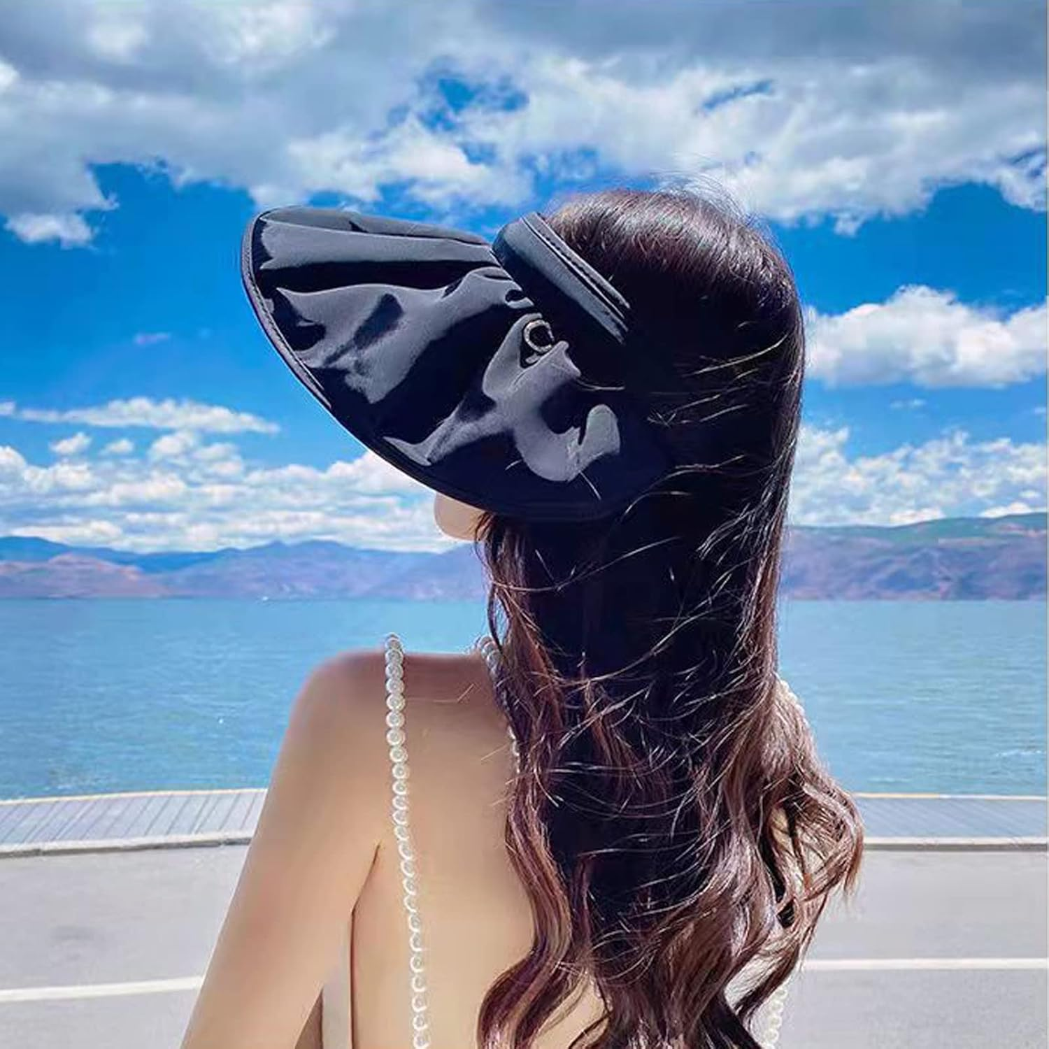 Korean Women'S Solar Hat UPF50+ Ultraviolet Sun Sunscreen Sun Hat Beach Covered Face Empty -Top Sun Hat image number 3