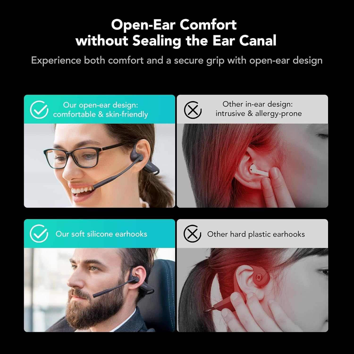 Nuroum Openear Pro Bluetooth Headphones with Noise-Cancelling Microphone, Mute Switch, Bluetooth 5.3 Dual Connection, 15H Runtime, Wireless Headphones for Work in the Office/Home Office/On the Go image number 1