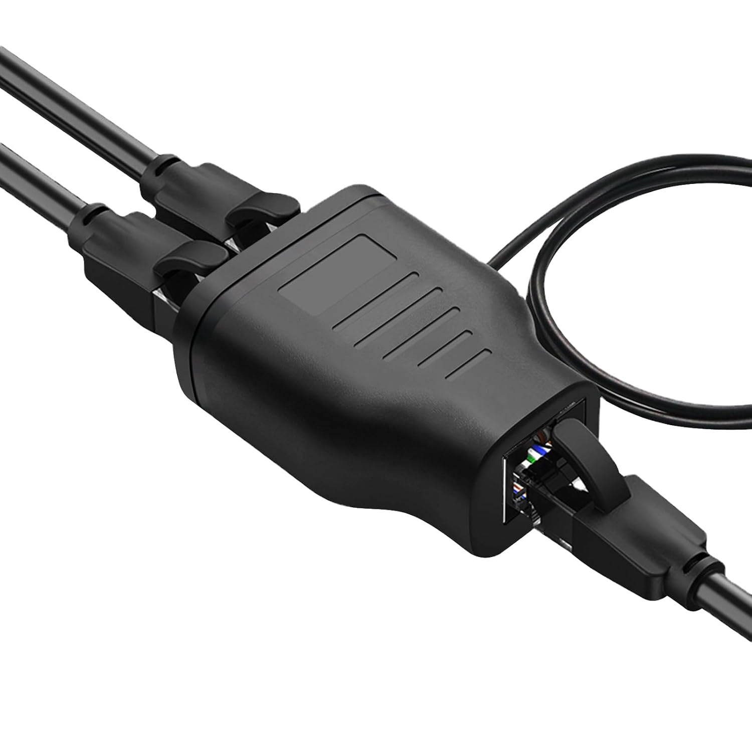 Duttek RJ45 LAN Ethernet Splitter, 100Mbps RJ45 1 in 2 Y Splitter, Network Female to Female Ethernet Adapter Splitter with Power USB2.0 Male Cable 40Cm for Cat7/Cat6/Cat5.(Simultaneously Internet) image number 3