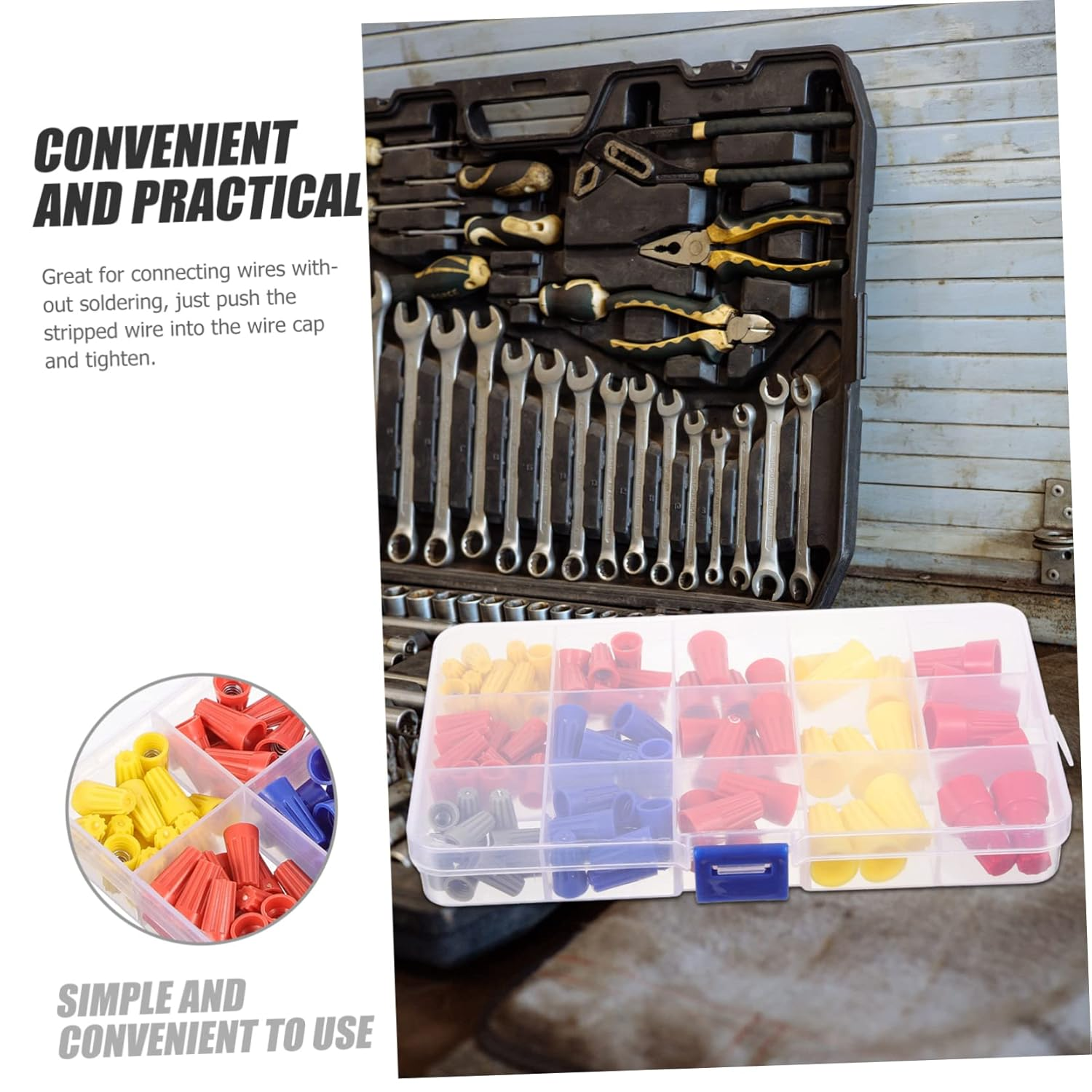 FELTECHELECTR 102Pcs Screw Type Crimping Cap Spring Insert Nuts Screw Terminals Wire Connectors Wire Connector for Quick Connection Ground Wire Connector Terminals with Spring Insert Wire Caps image number 6