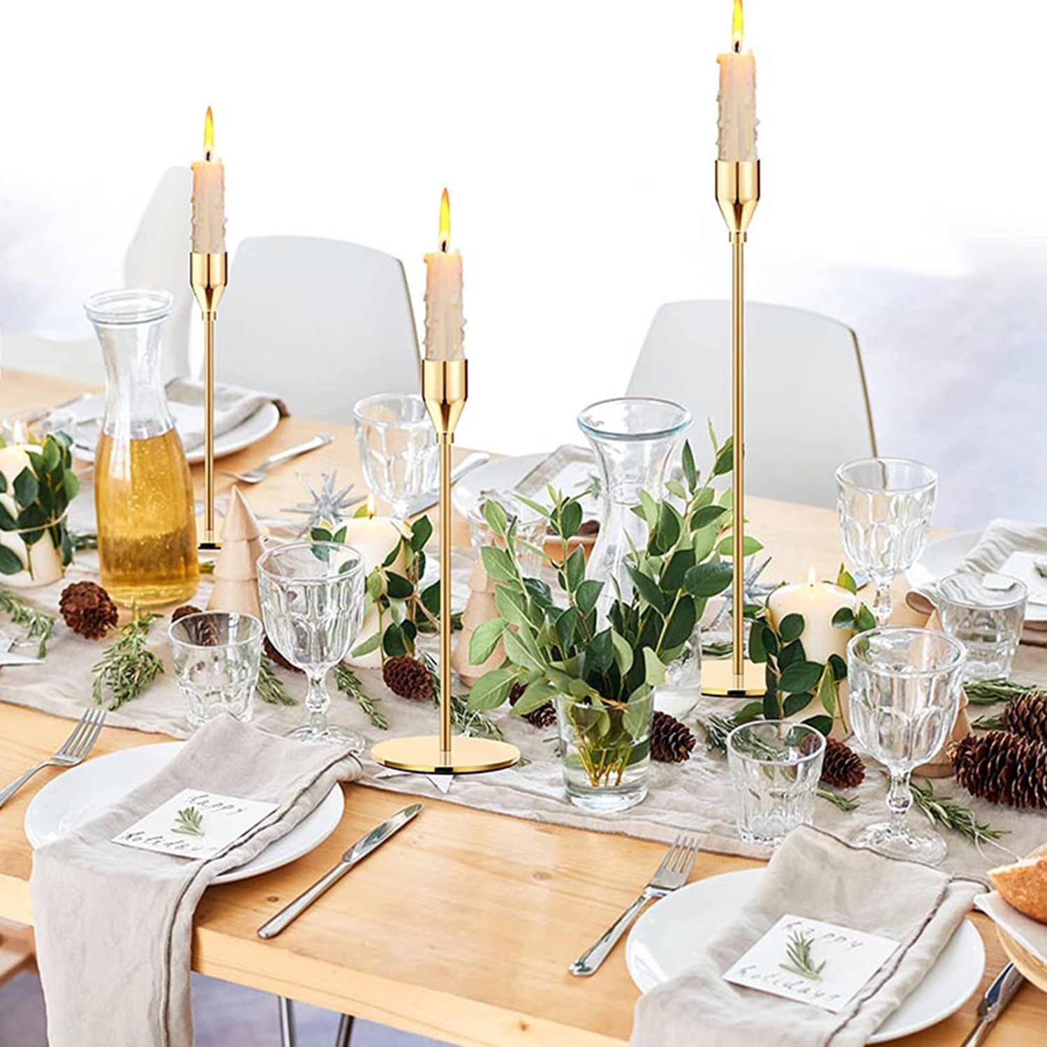 Candlestick Holders,Set of 6 Taper Candle Holders,H HOME-MART Vintage Taper Candle Holders Metal Candle Stick Holder Decor for Fireplace Party Dining Home image number 1