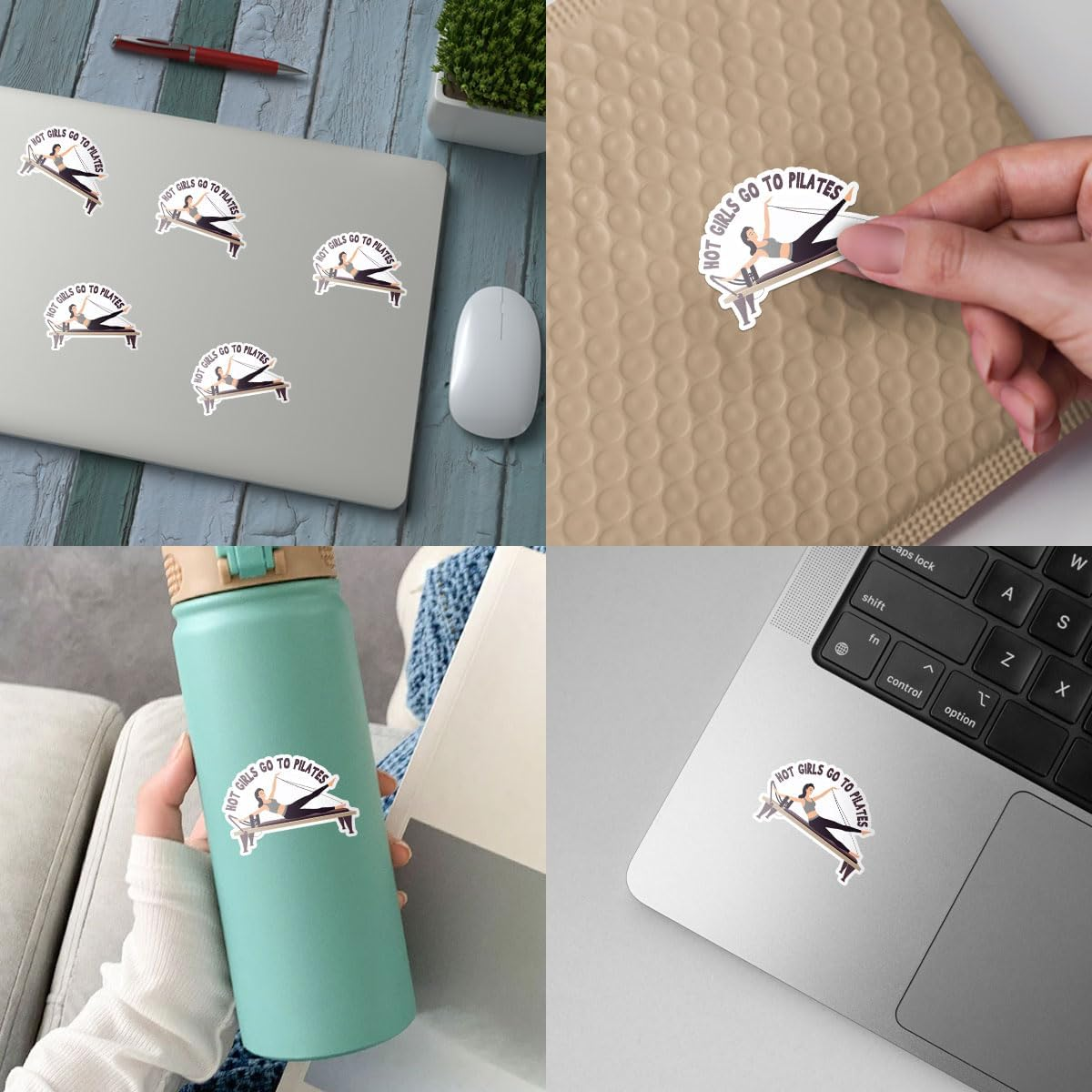 3 Pcs Hot Girls Go to Pilates Sticker, Fitness Lovers Decal Waterproof Vinyl Decal, Gym Fitness Sports Sticker for Water Bottle Tumbler Phone Case Laptop 3 Inches image number 2